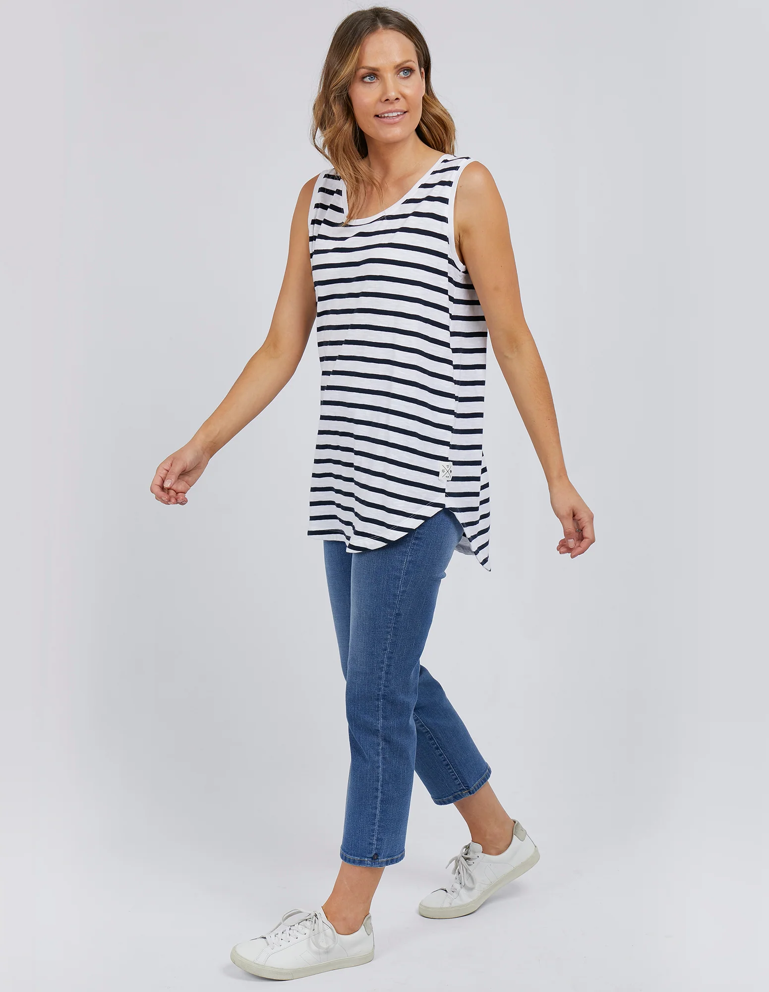 Elm Scoop Tank White & Navy Stripe - Image 4