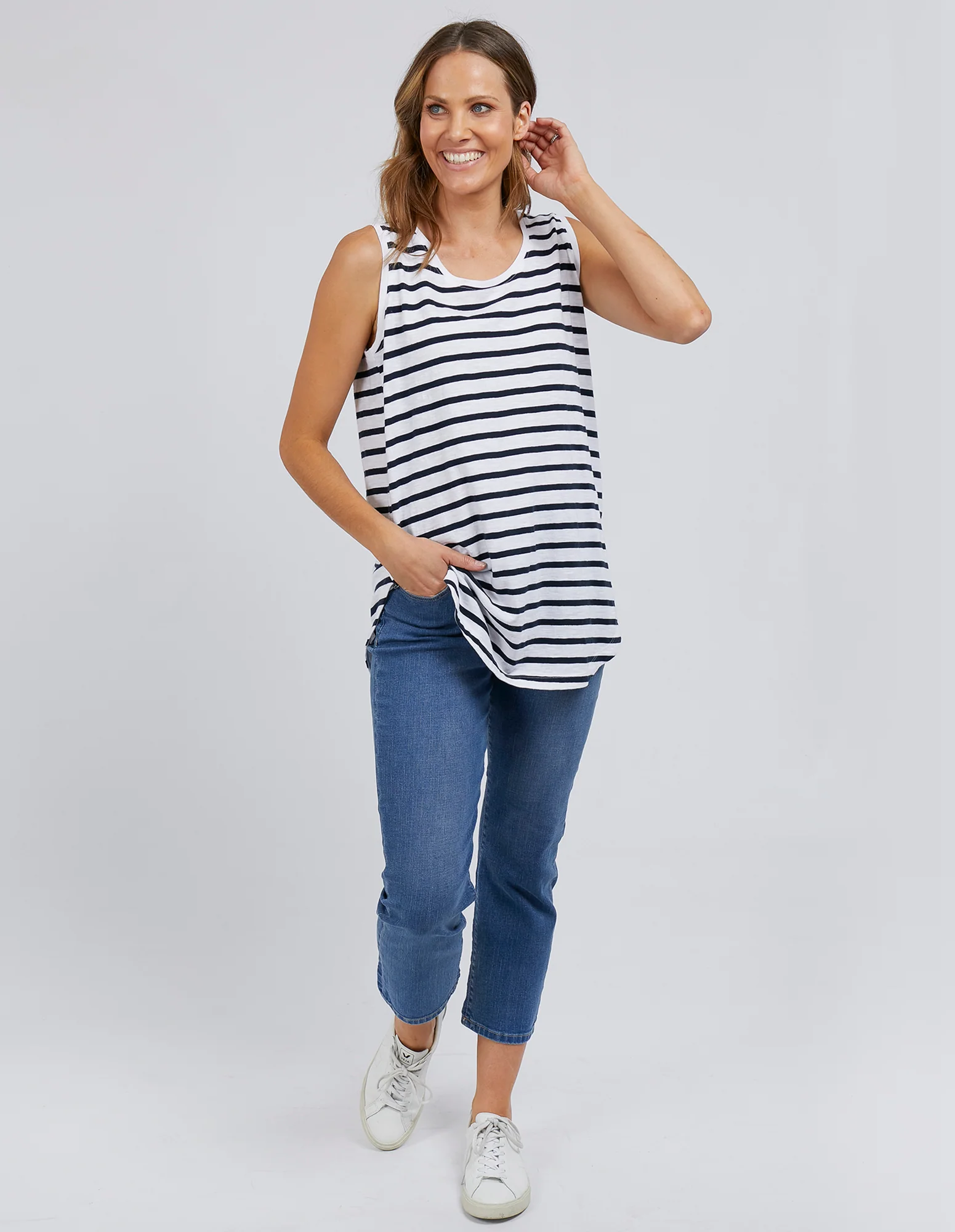 Elm Scoop Tank White & Navy Stripe - Image 6