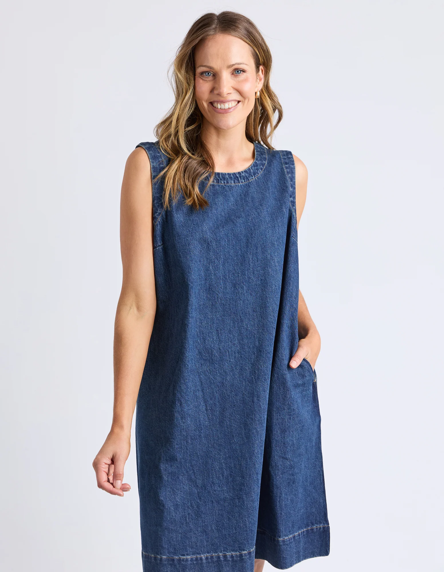 Elm Sonny Denim Dress Dark Blue - Image 3
