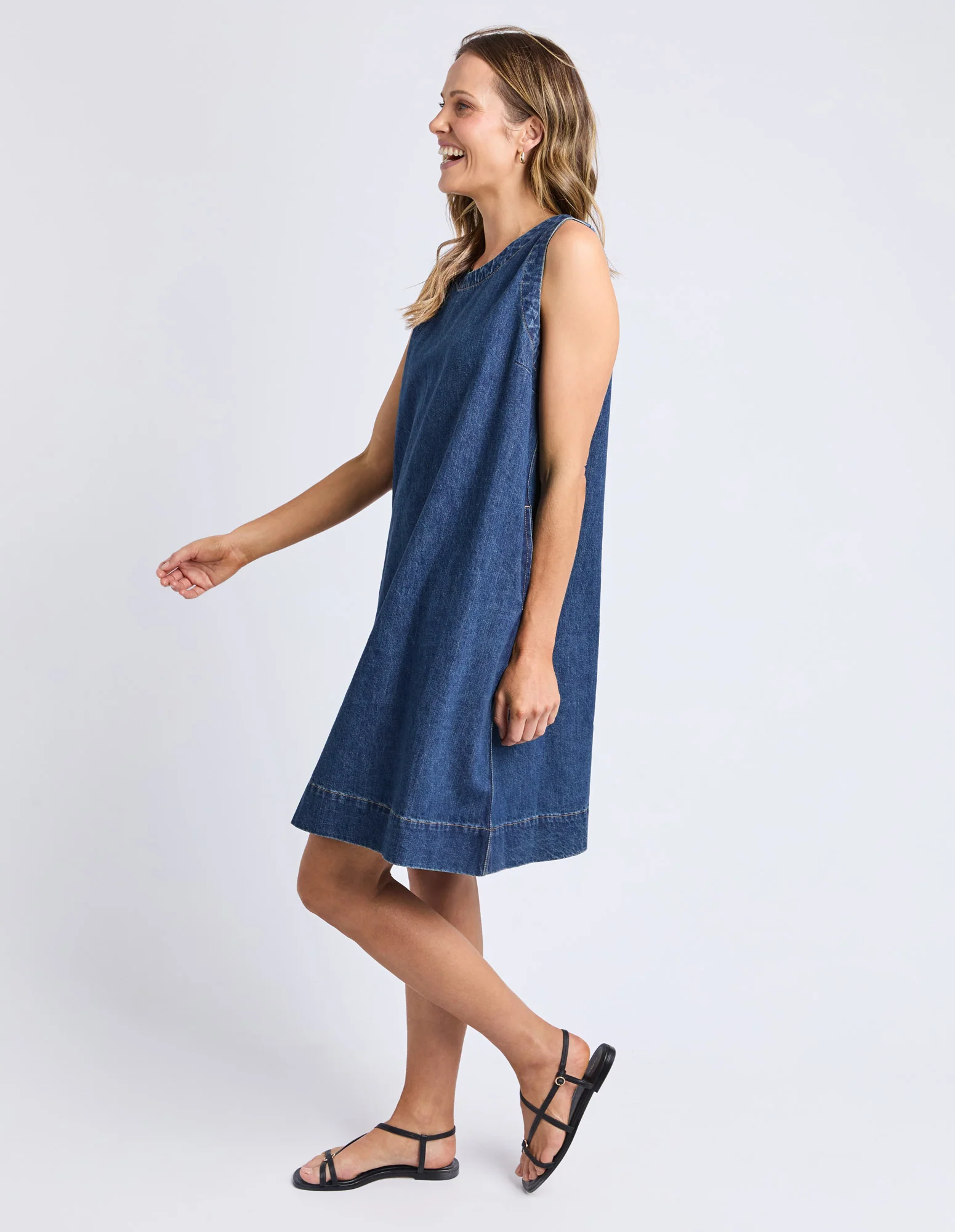 Elm Sonny Denim Dress Dark Blue - Image 6