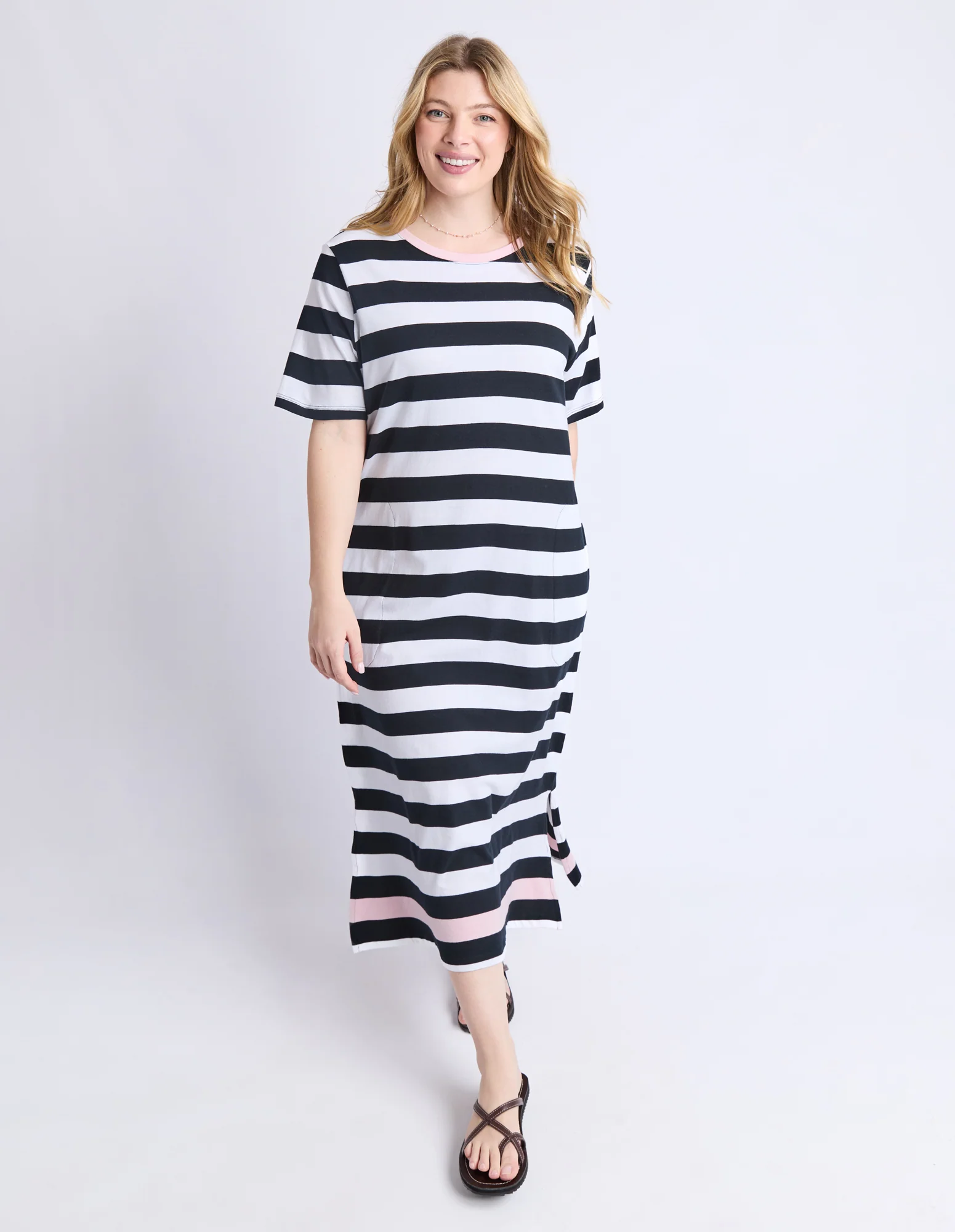 Elm Sorrento Dress Black And White Stripe
