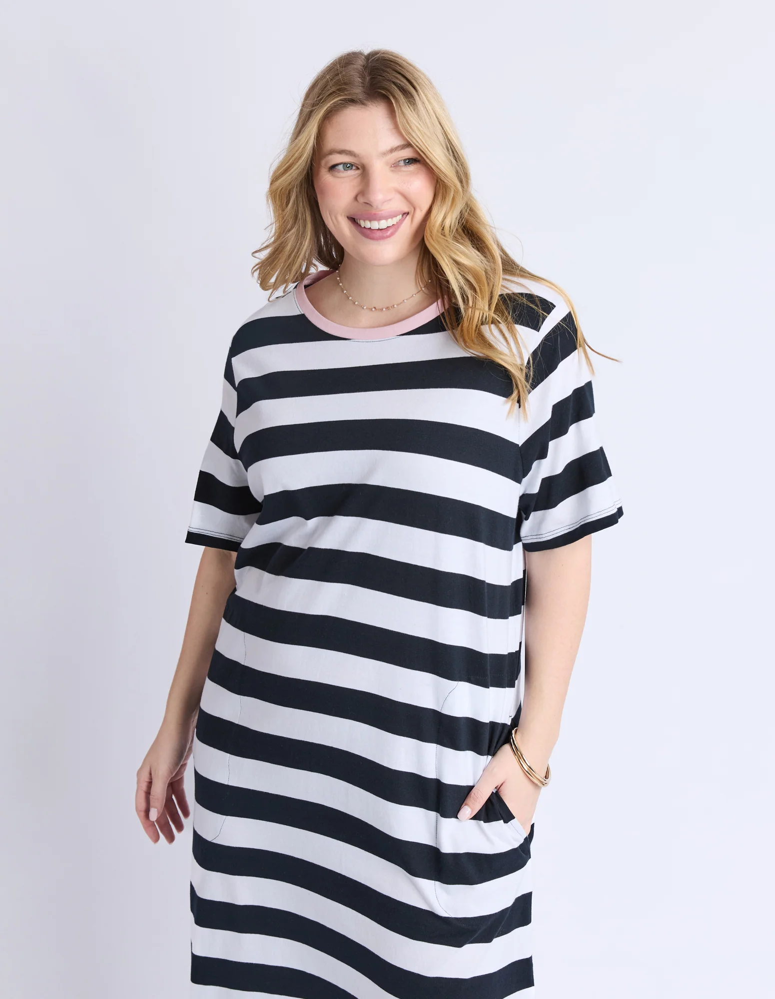 Elm Sorrento Dress Black And White Stripe - Image 2