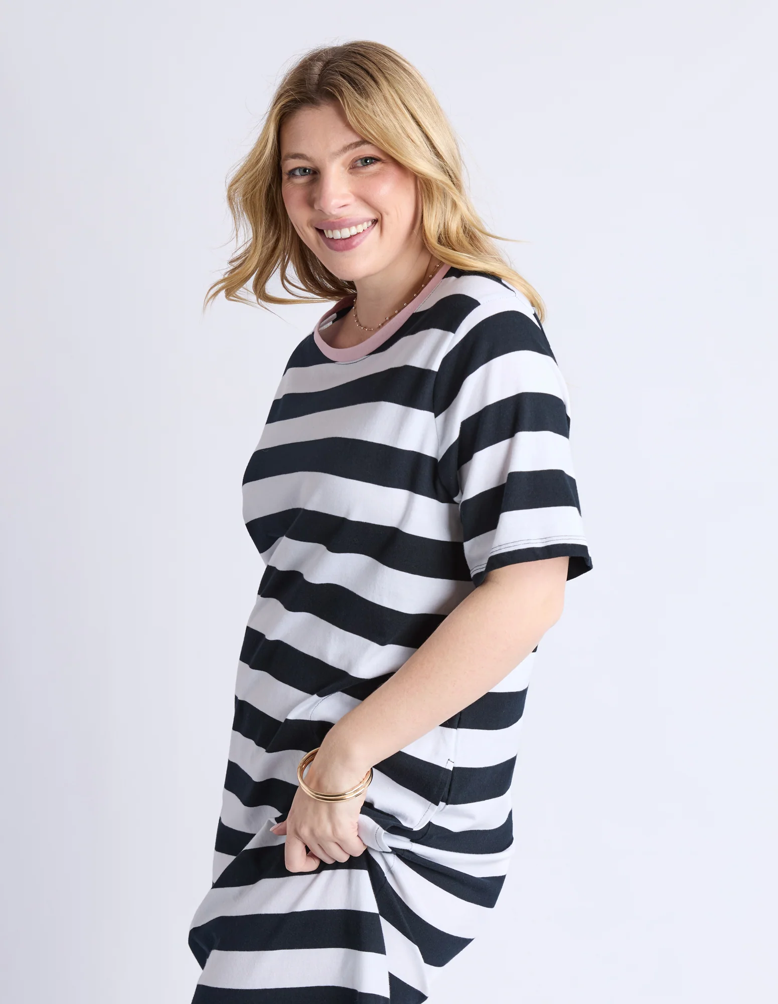Elm Sorrento Dress Black And White Stripe - Image 4