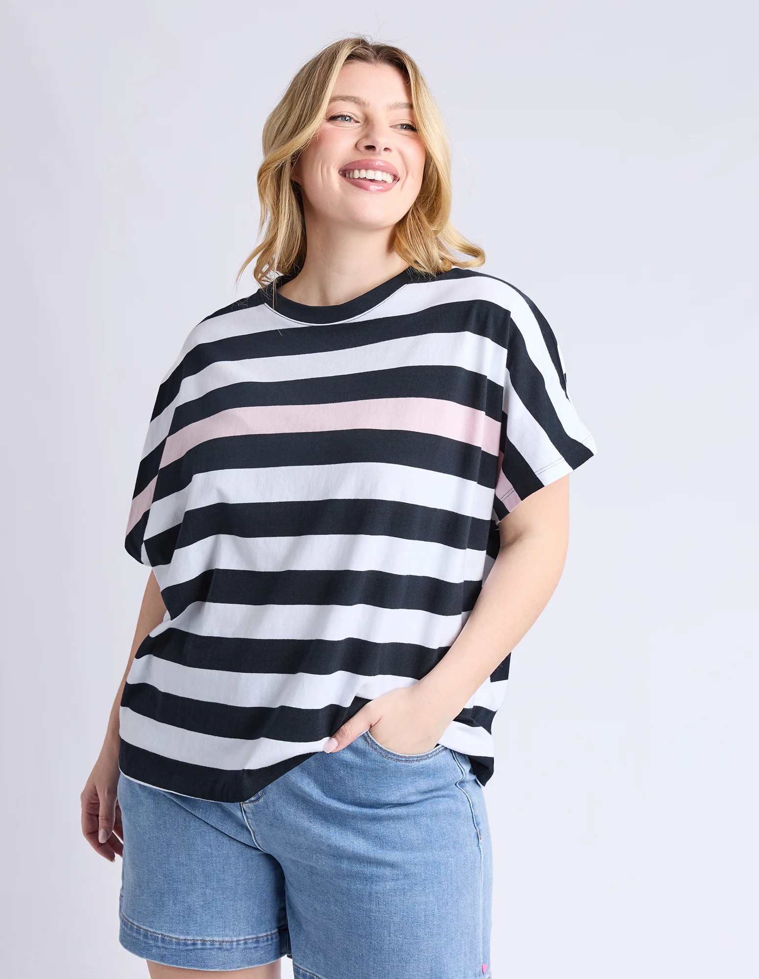 Elm Sorrento Tee Black And White Stripe