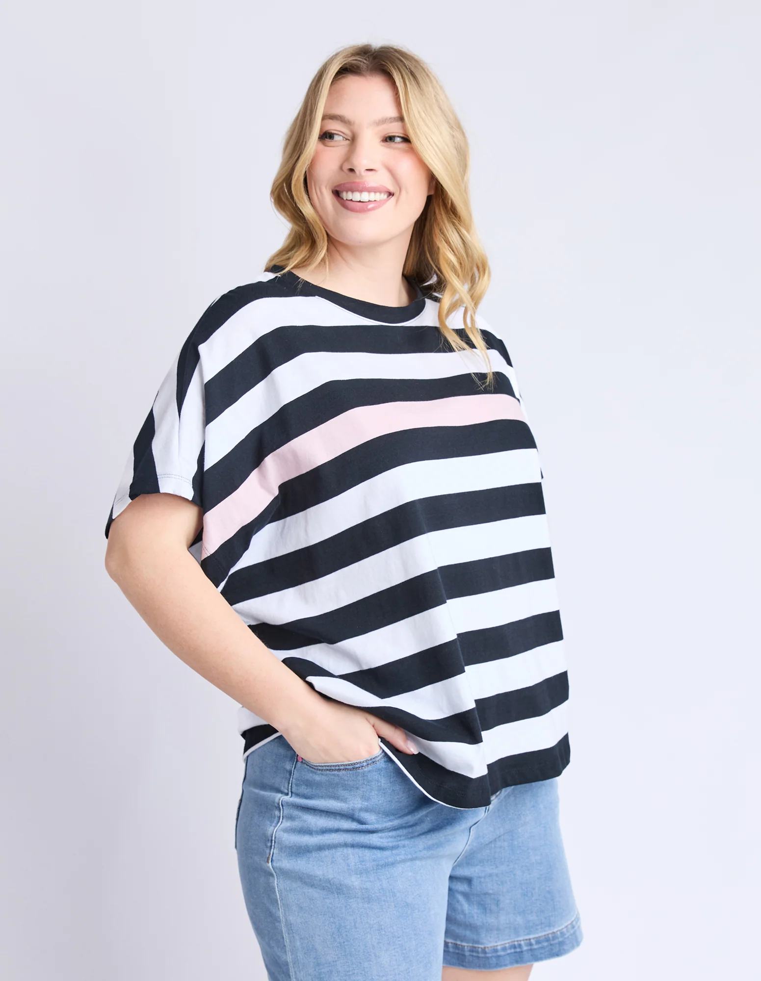 Elm Sorrento Tee Black And White Stripe - Image 4
