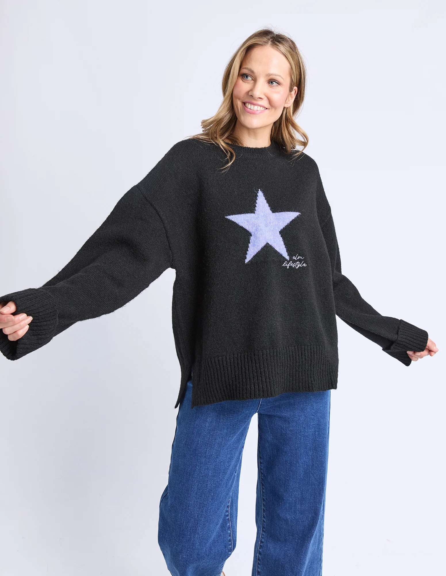 Elm Star Intersia Knit Black - Image 4