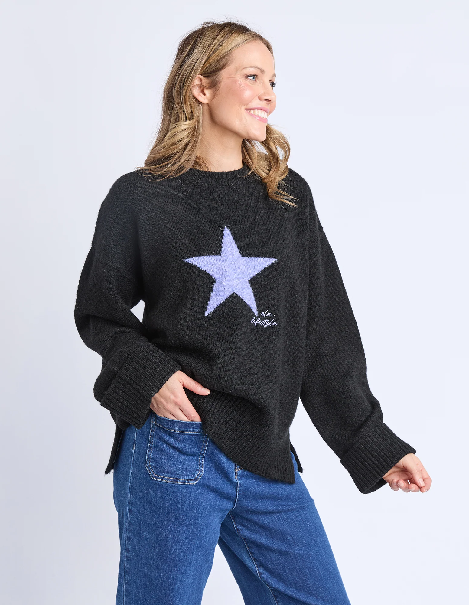 Elm Star Intersia Knit Black - Image 5