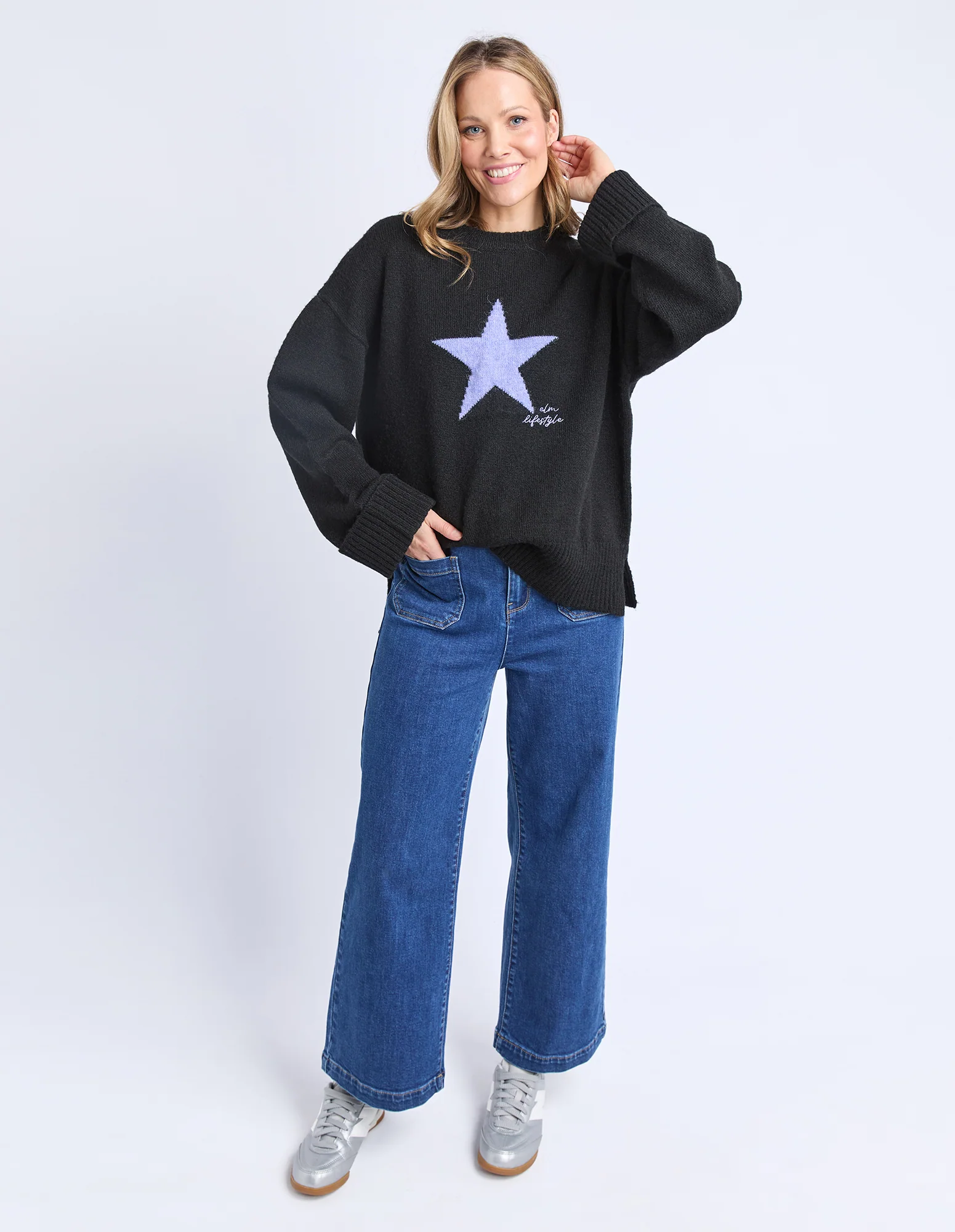 Elm Star Intersia Knit Black - Image 6