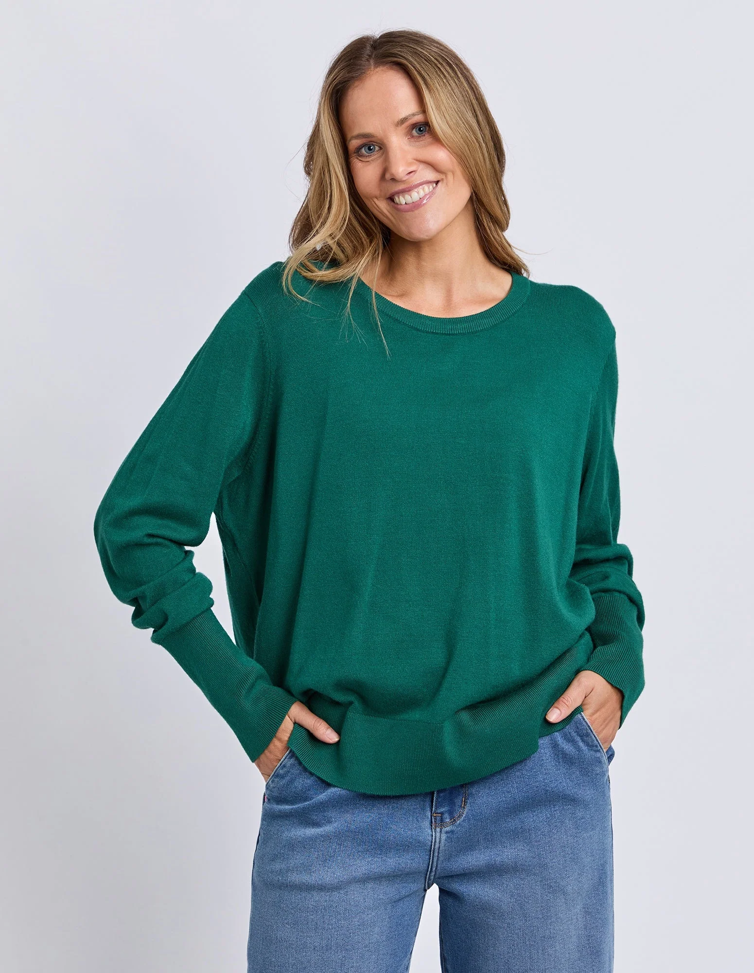 Elm Sunny Long Sleeve Knit Top Turquoise