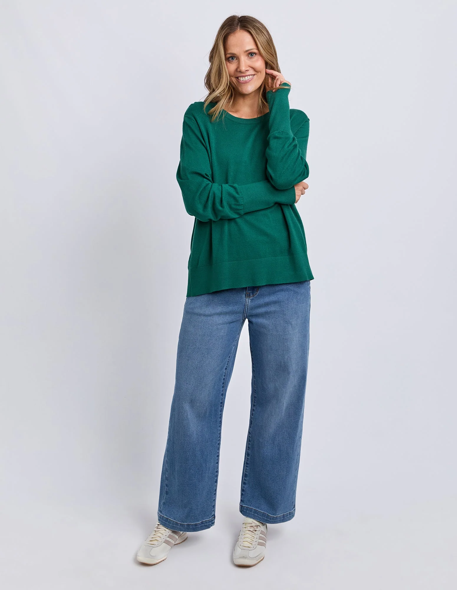 Elm Sunny Long Sleeve Knit Top Turquoise - Image 2