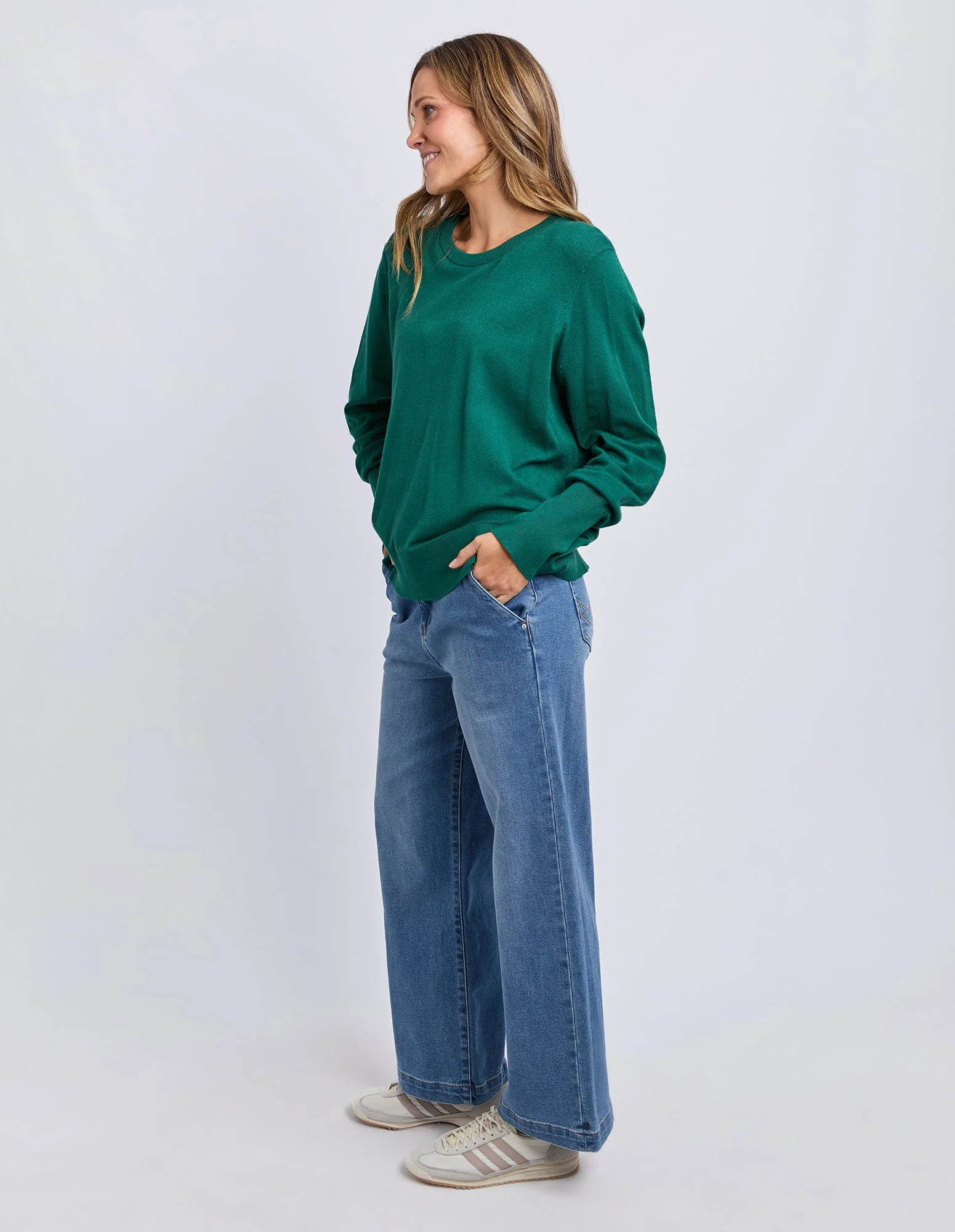 Elm Sunny Long Sleeve Knit Top Turquoise - Image 5