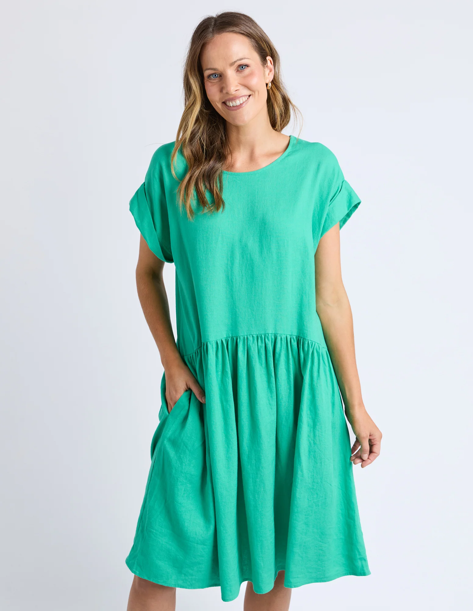 Elm Sunset Hour Solid Dress Gumdrop Green - Image 3