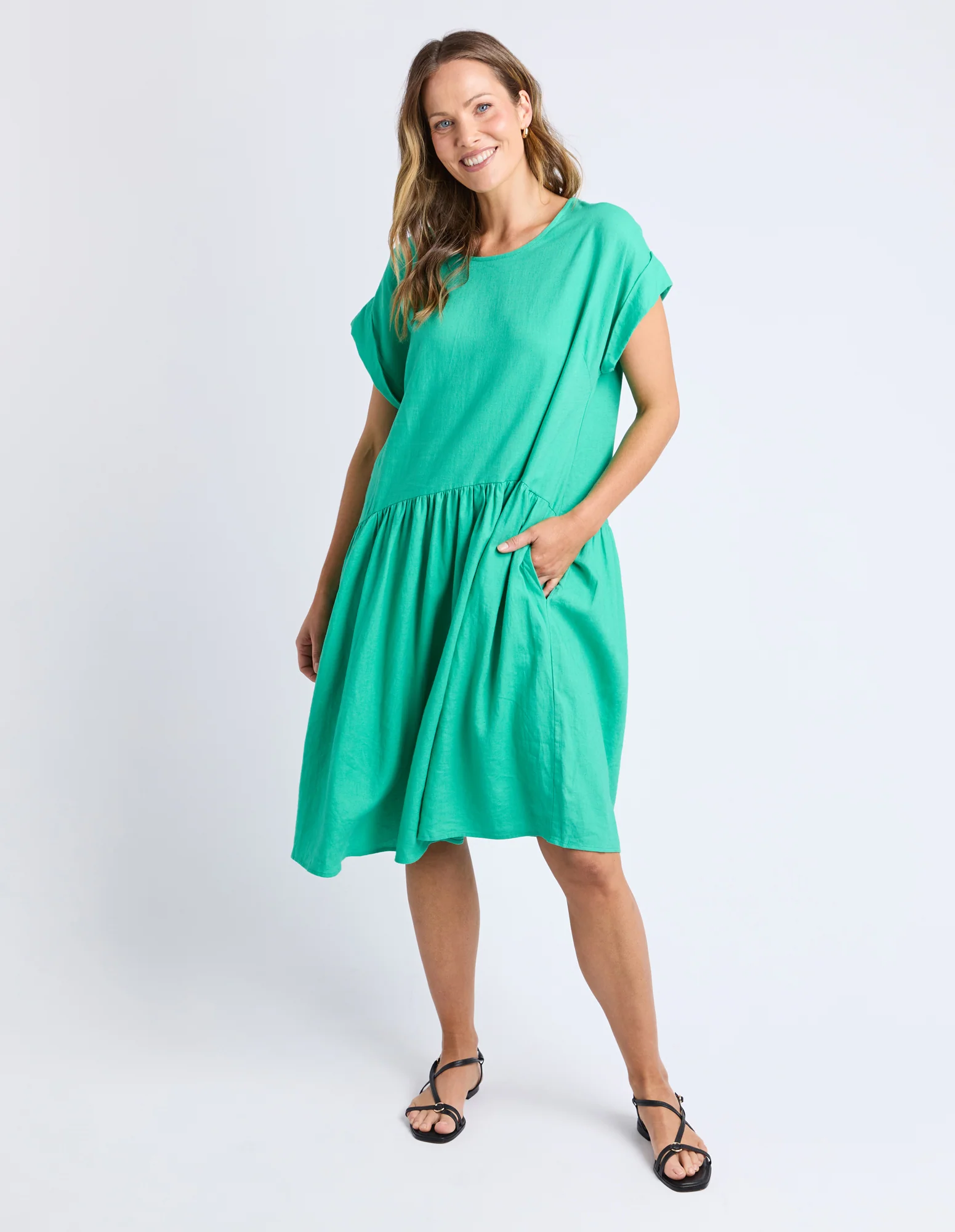Elm Sunset Hour Solid Dress Gumdrop Green - Image 4