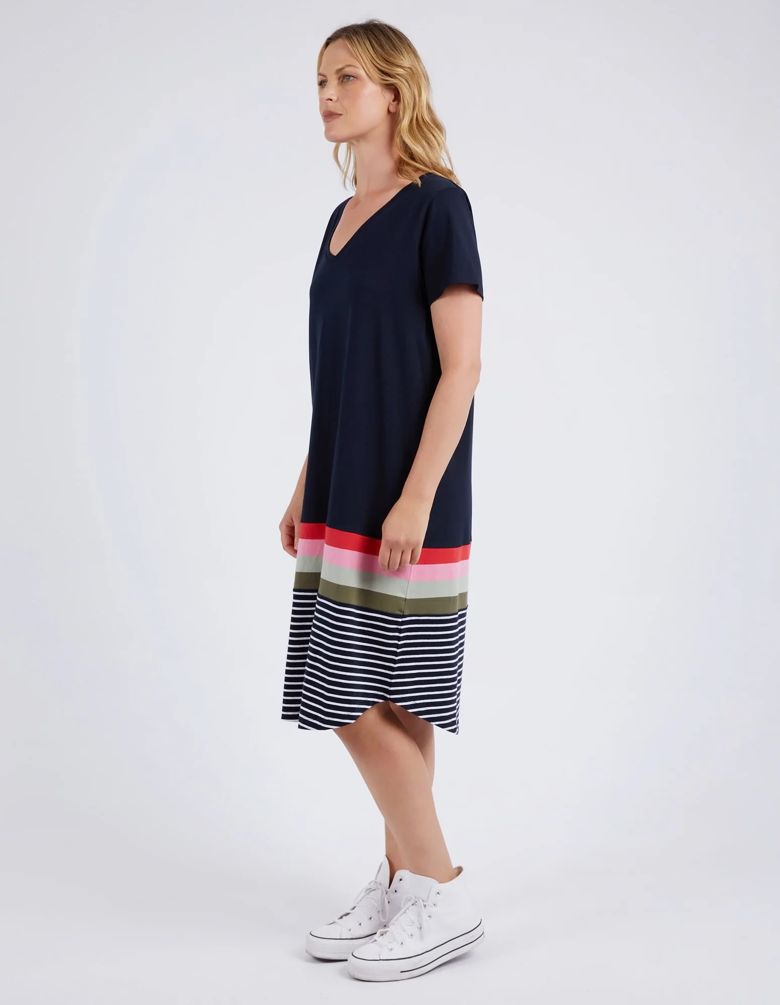 Elm Terra Tee Dress Navy and White Stripe - Image 4
