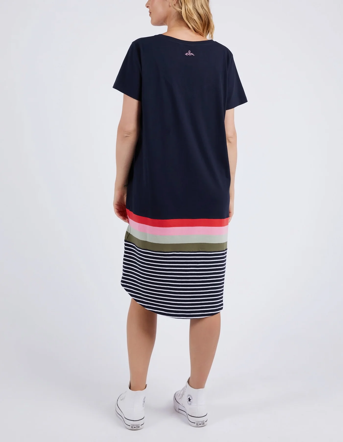 Elm Terra Tee Dress Navy and White Stripe - Image 6