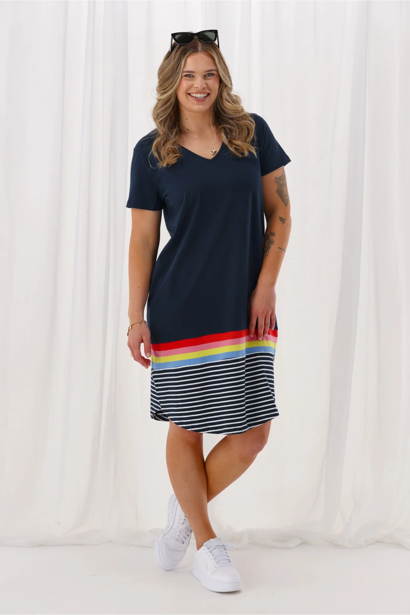 Elm Terra Tee Dress Sapphire Colour Stripe - Image 3