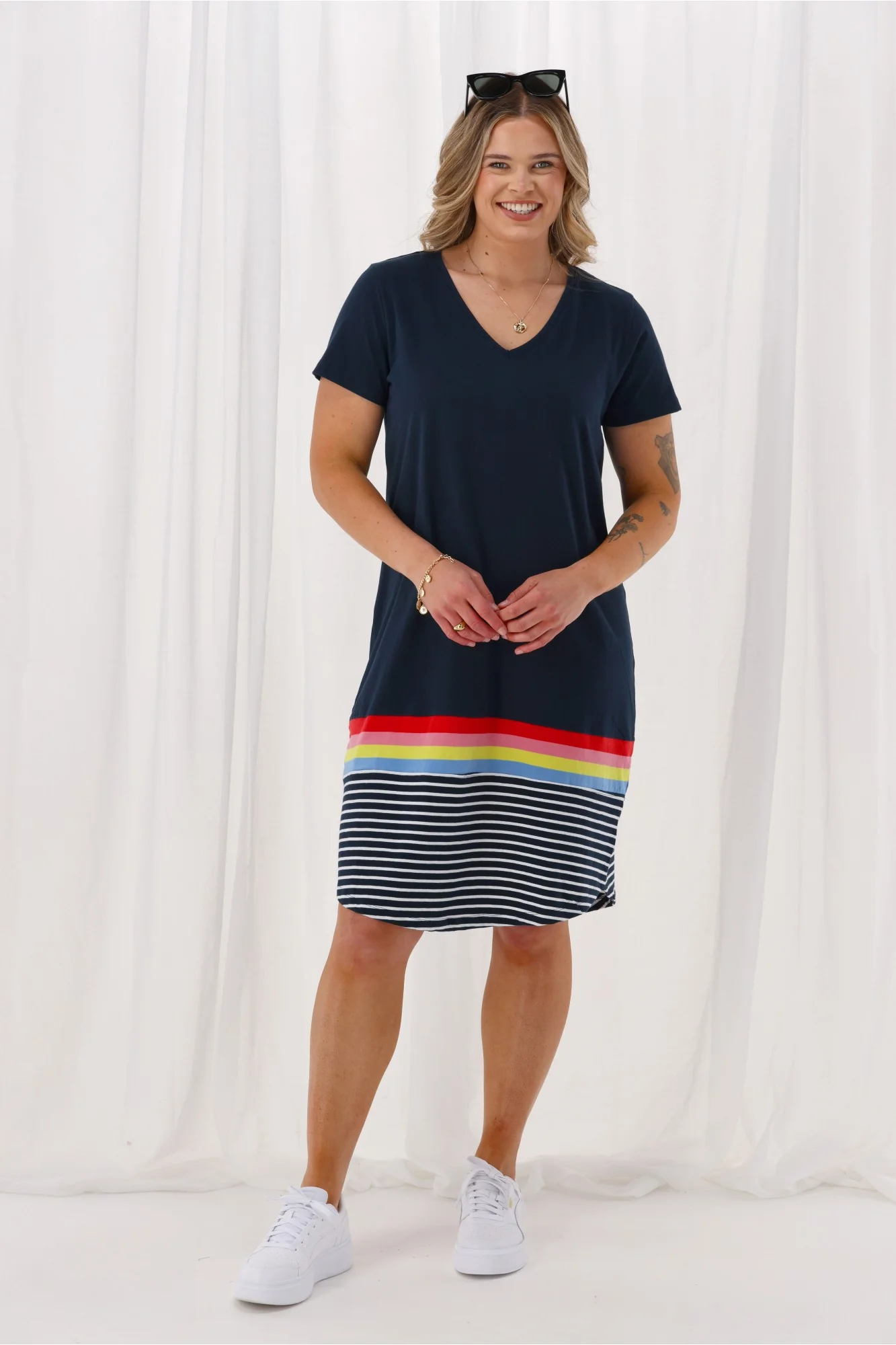 Elm Terra Tee Dress Sapphire Colour Stripe - Image 4