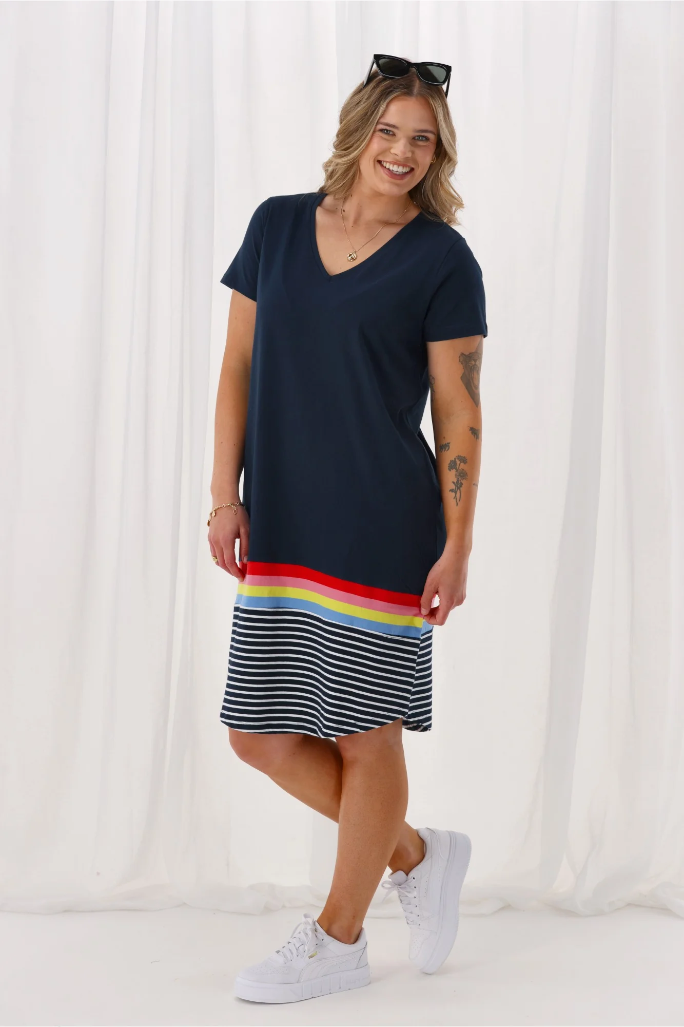 Elm Terra Tee Dress Sapphire Colour Stripe - Image 5