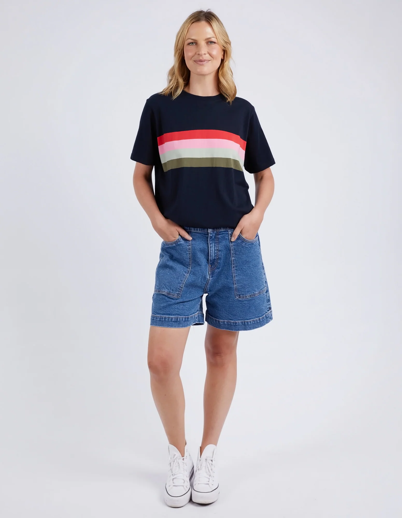 Elm Terra Tee Navy and White Stripe - Image 5
