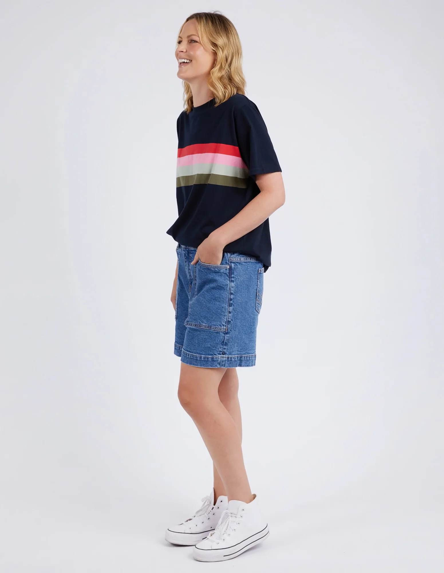 Elm Terra Tee Navy and White Stripe - Image 6