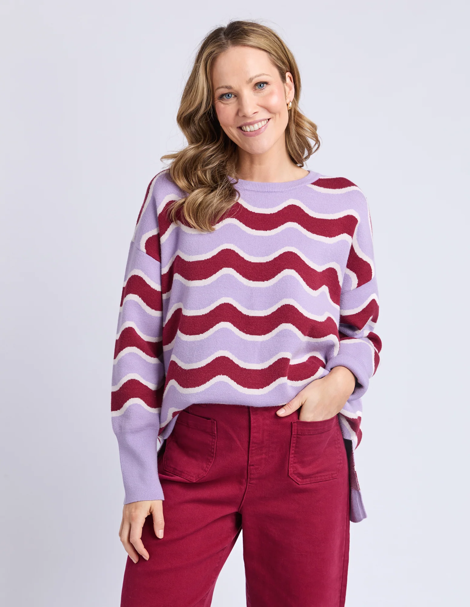 Elm Wave Knit Maroon - Image 3