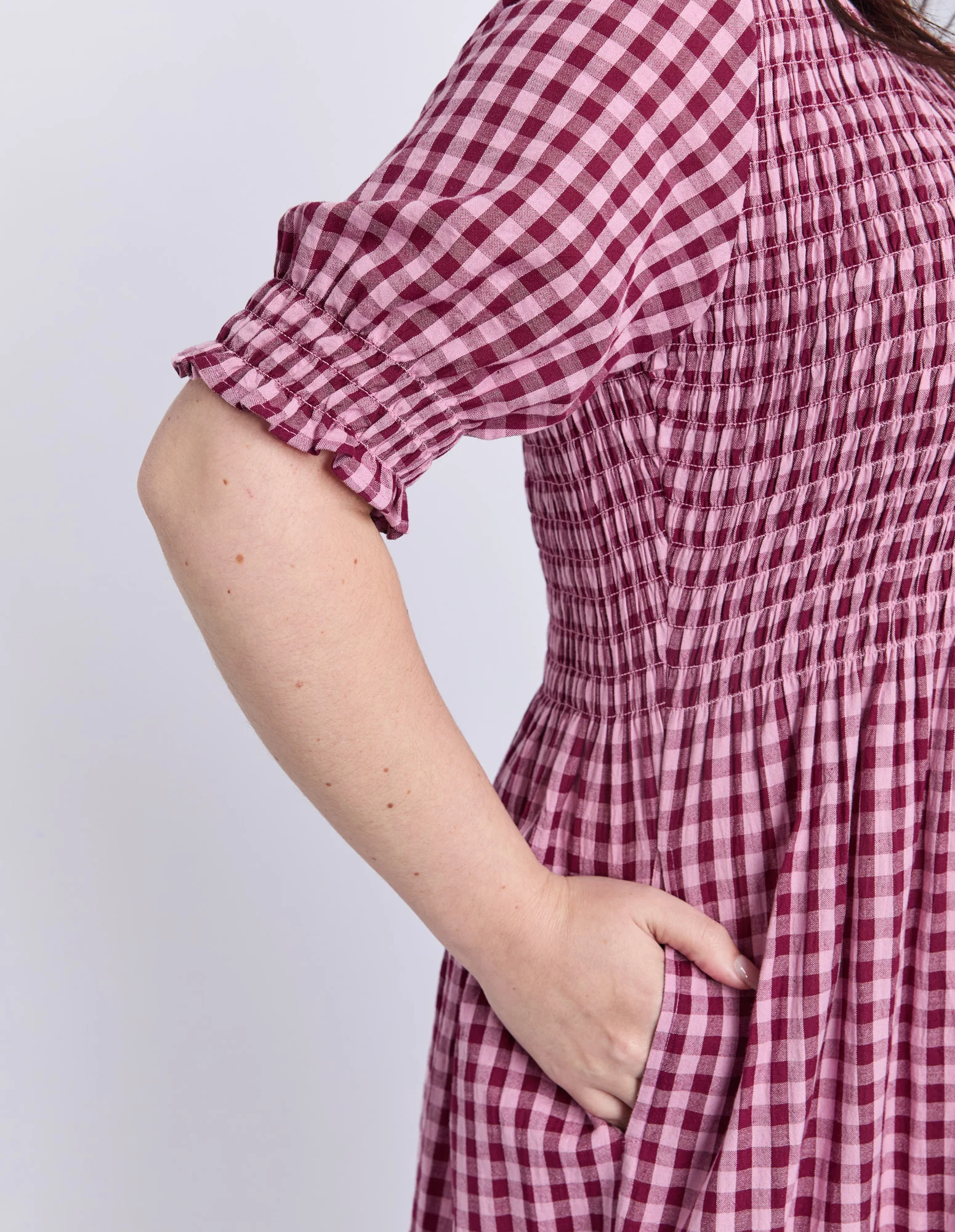Elm Willa Check Dress Merlot - Image 4
