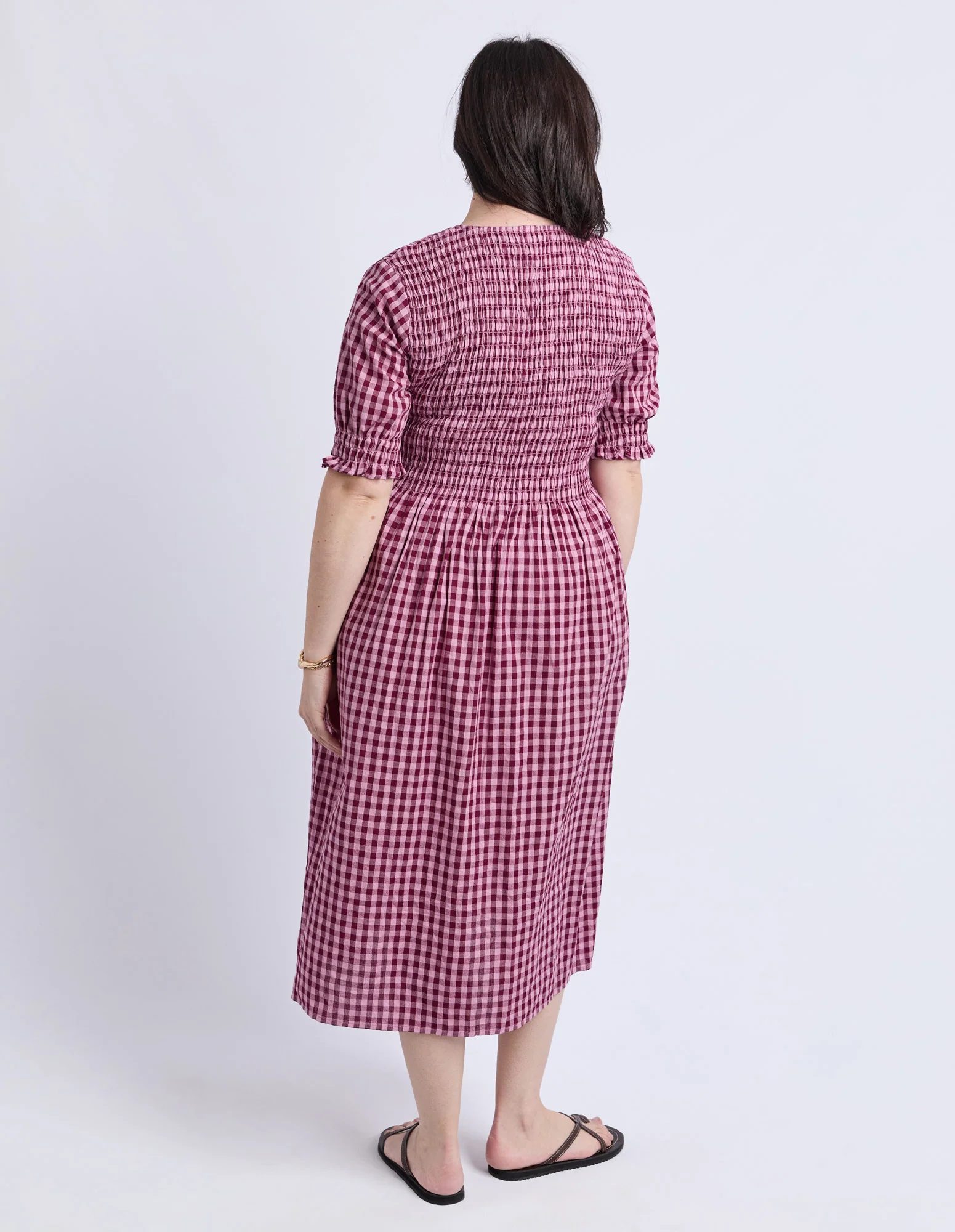 Elm Willa Check Dress Merlot - Image 6