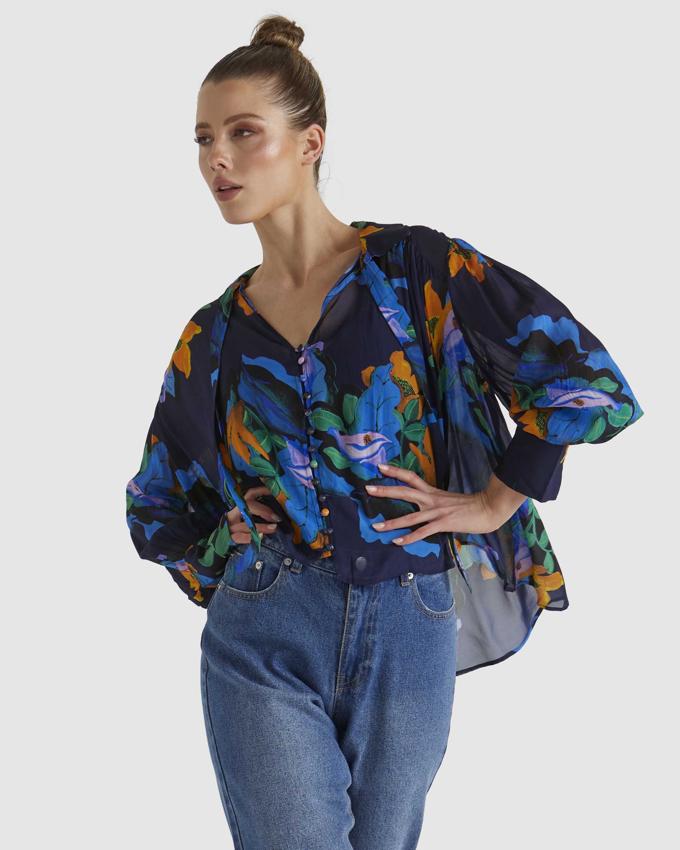 Fate Twilight Blouse Navy Floral - Image 5