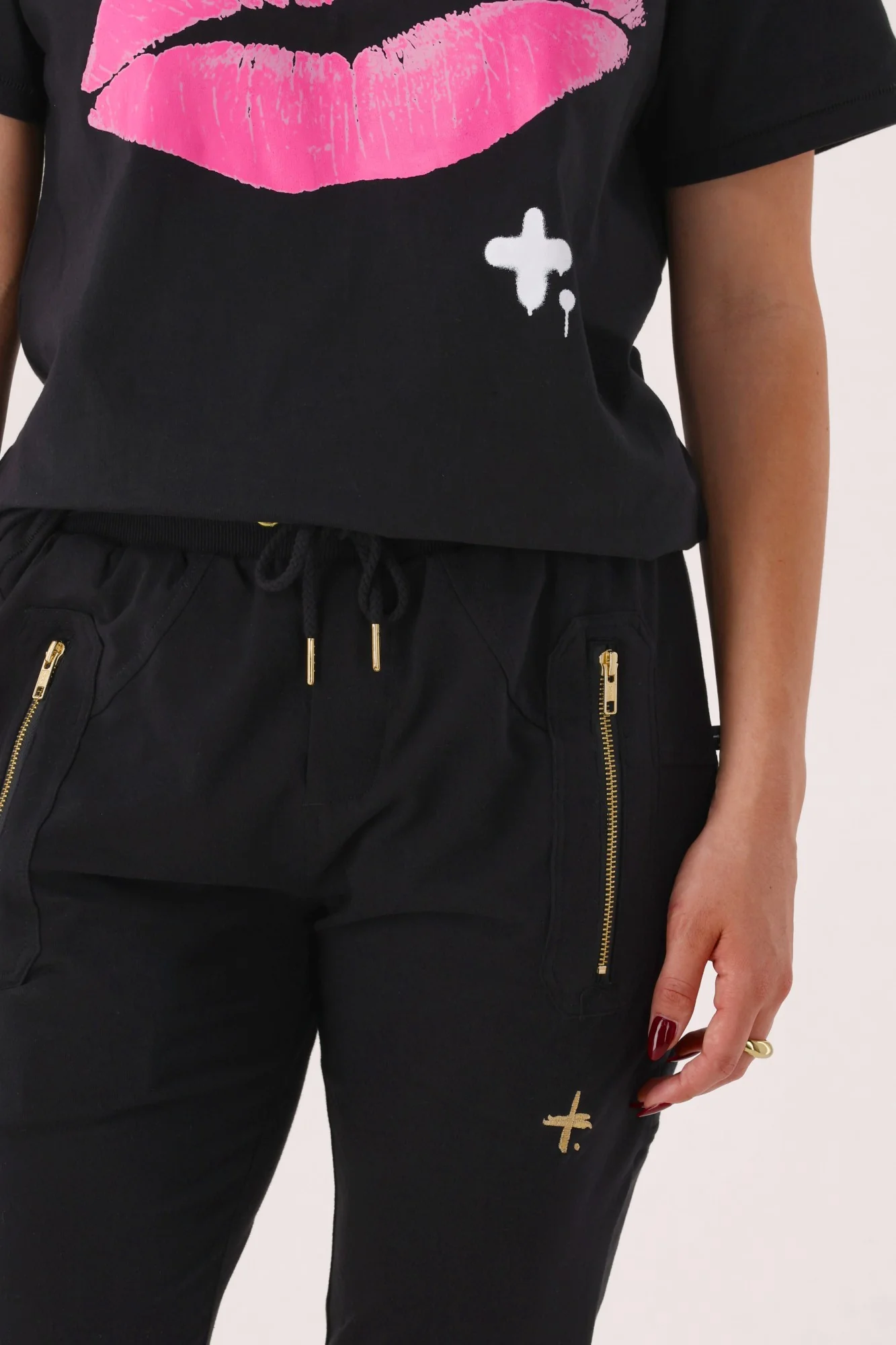 Federation Cut Trackies Lil Plus Black With Gold Zips - Image 4