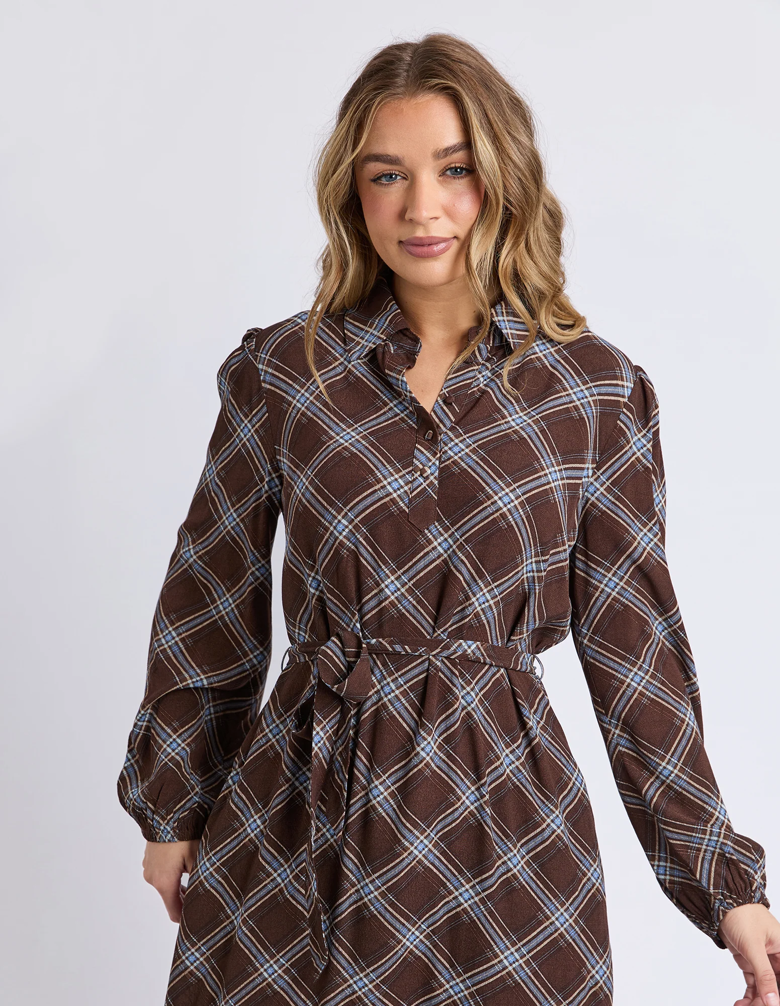 Foxwood Edison Check Dress Chocolate - Image 2