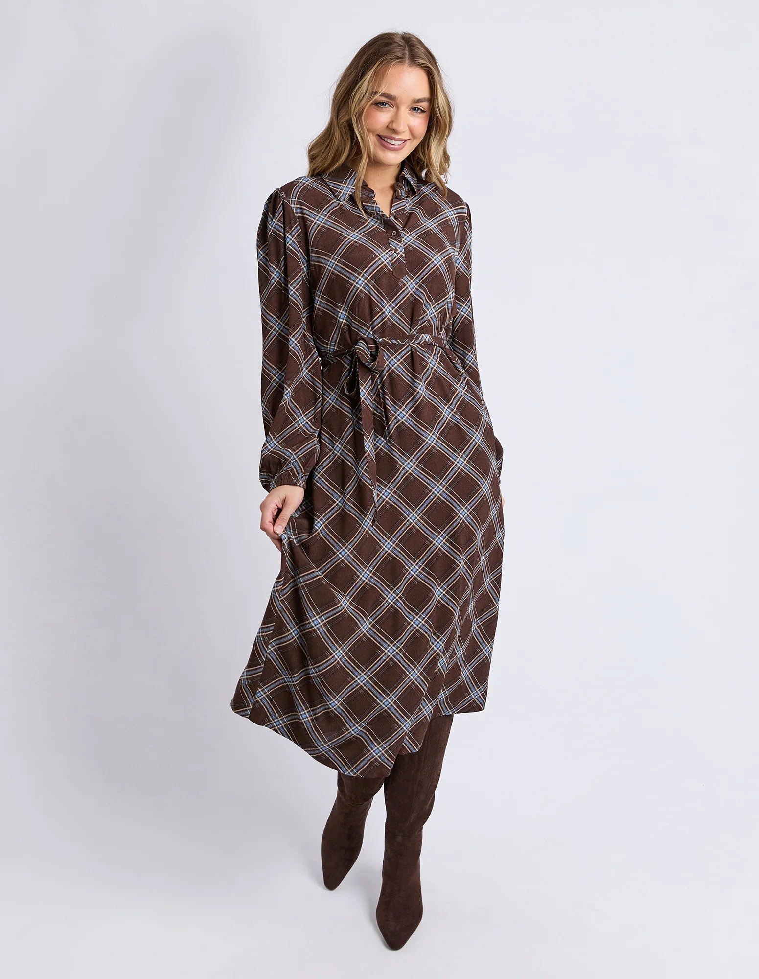 Foxwood Edison Check Dress Chocolate - Image 4