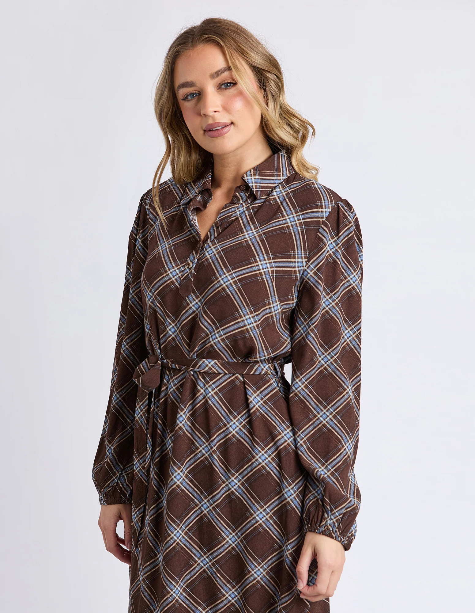 Foxwood Edison Check Dress Chocolate - Image 5