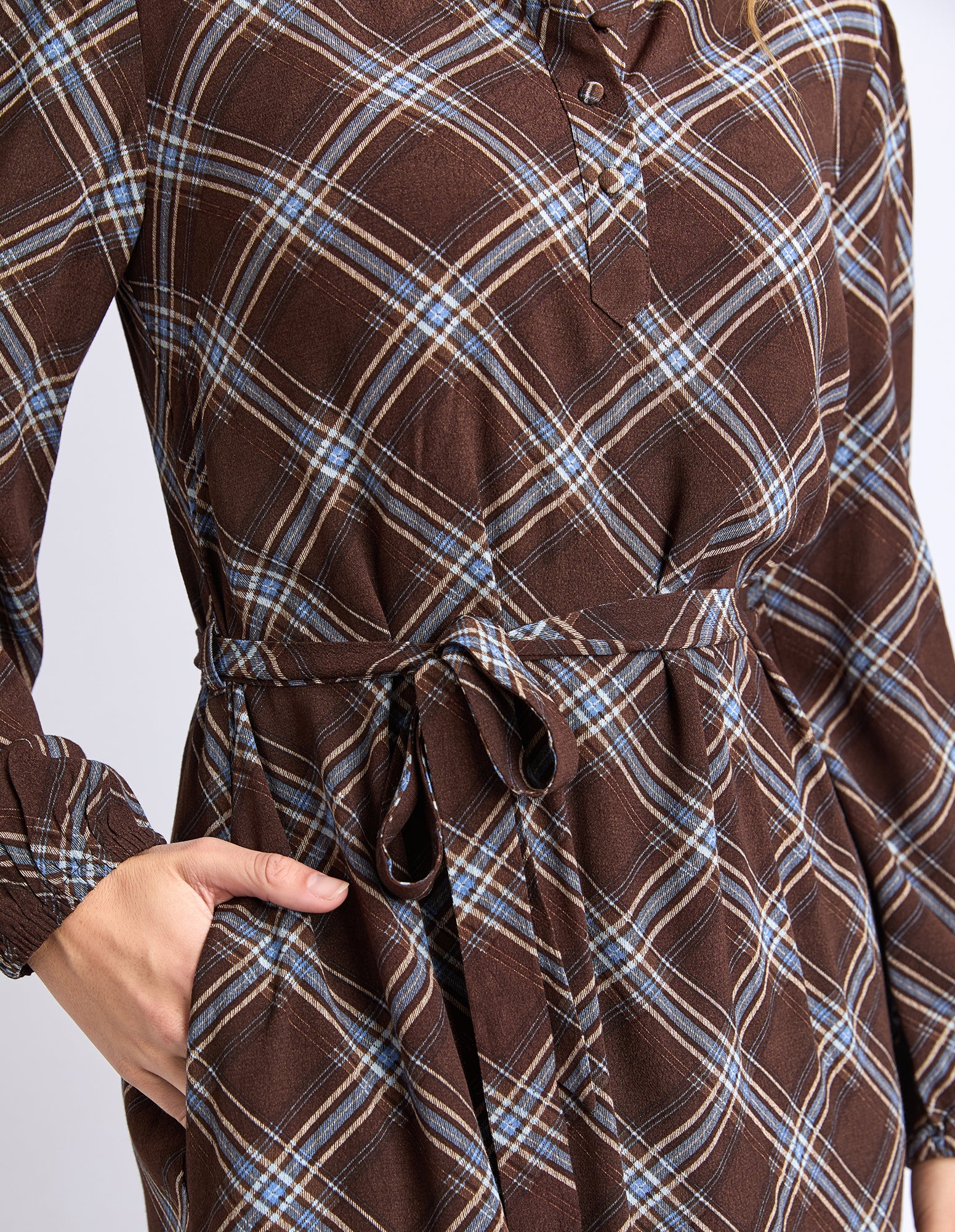 Foxwood Edison Check Dress Chocolate - Image 6