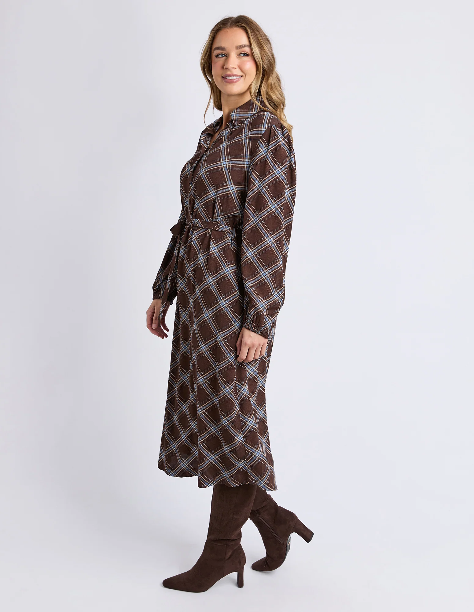 Foxwood Edison Check Dress Chocolate - Image 7