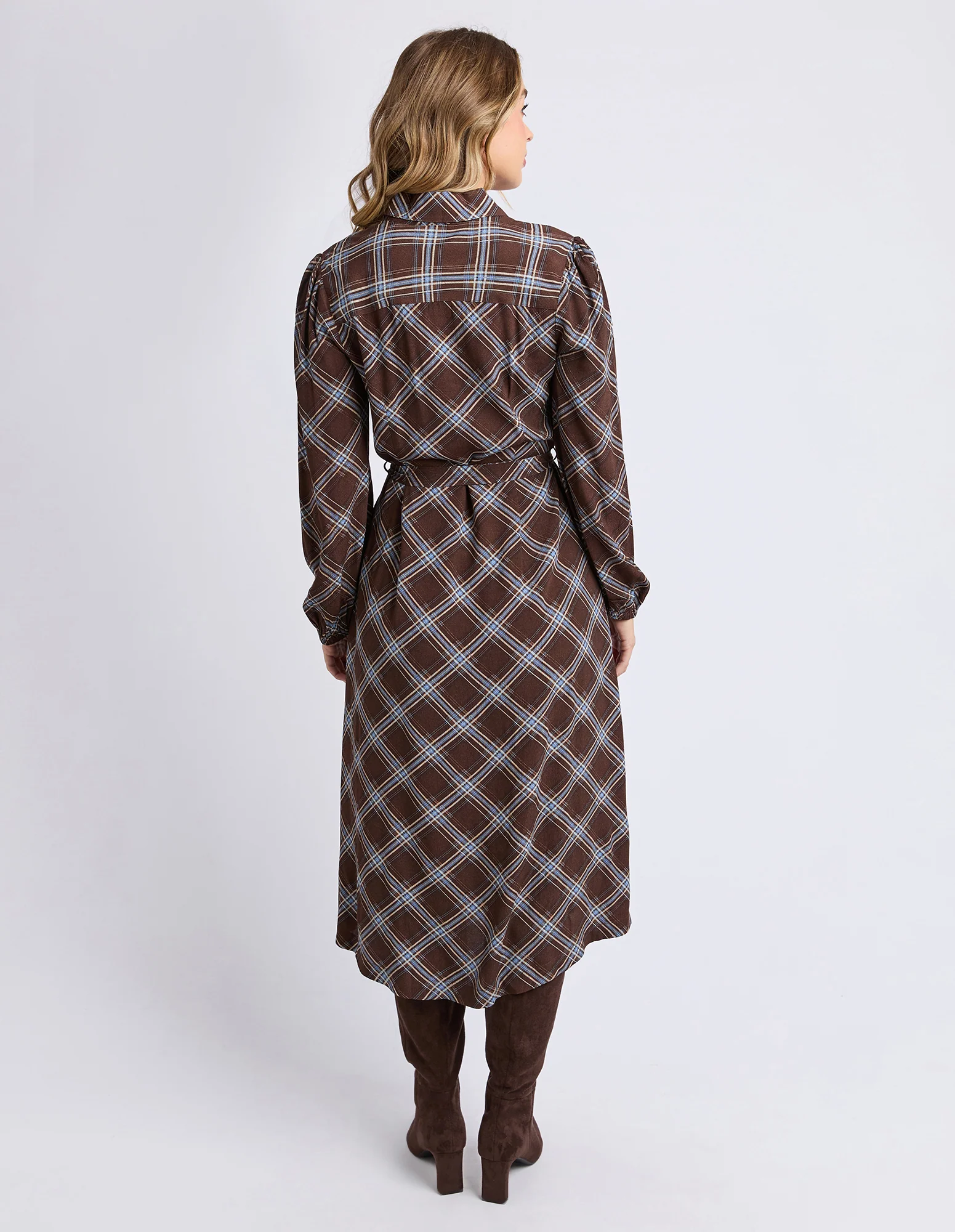 Foxwood Edison Check Dress Chocolate - Image 8