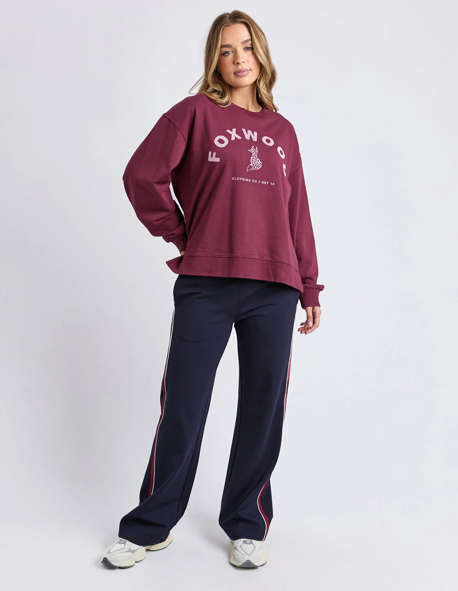 Foxwood Effortless Contrast Crew Wine - Image 4