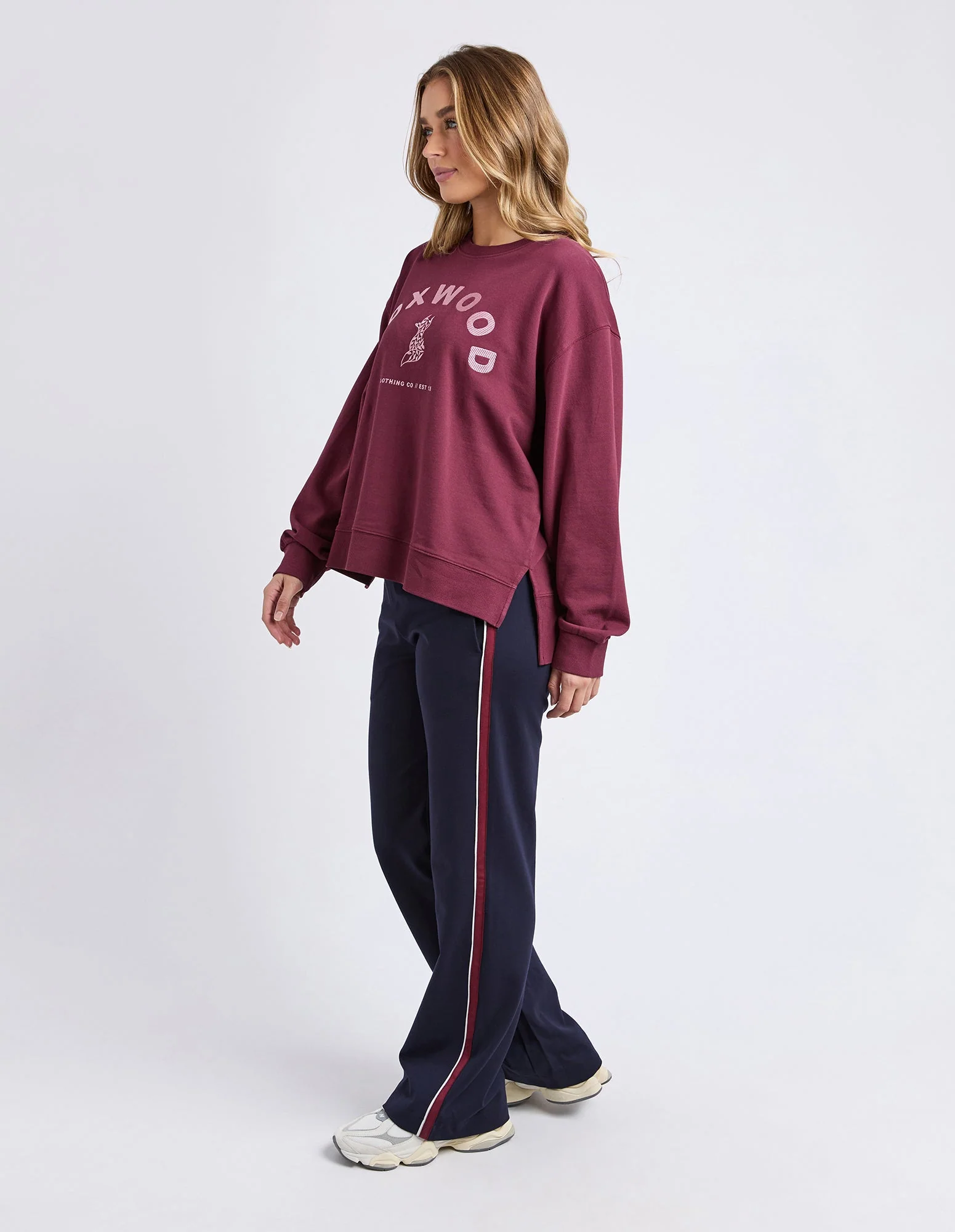 Foxwood Effortless Contrast Crew Wine - Image 5