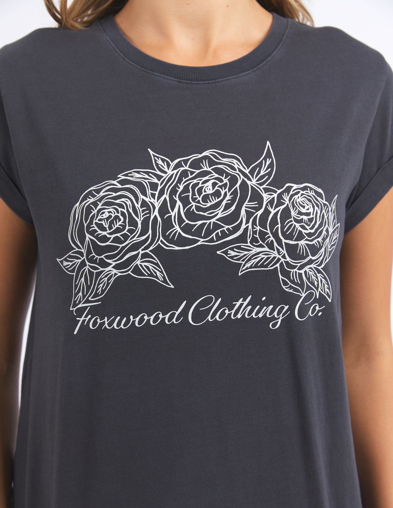 Foxwood Eva Rose Tee Washed Black - Image 2