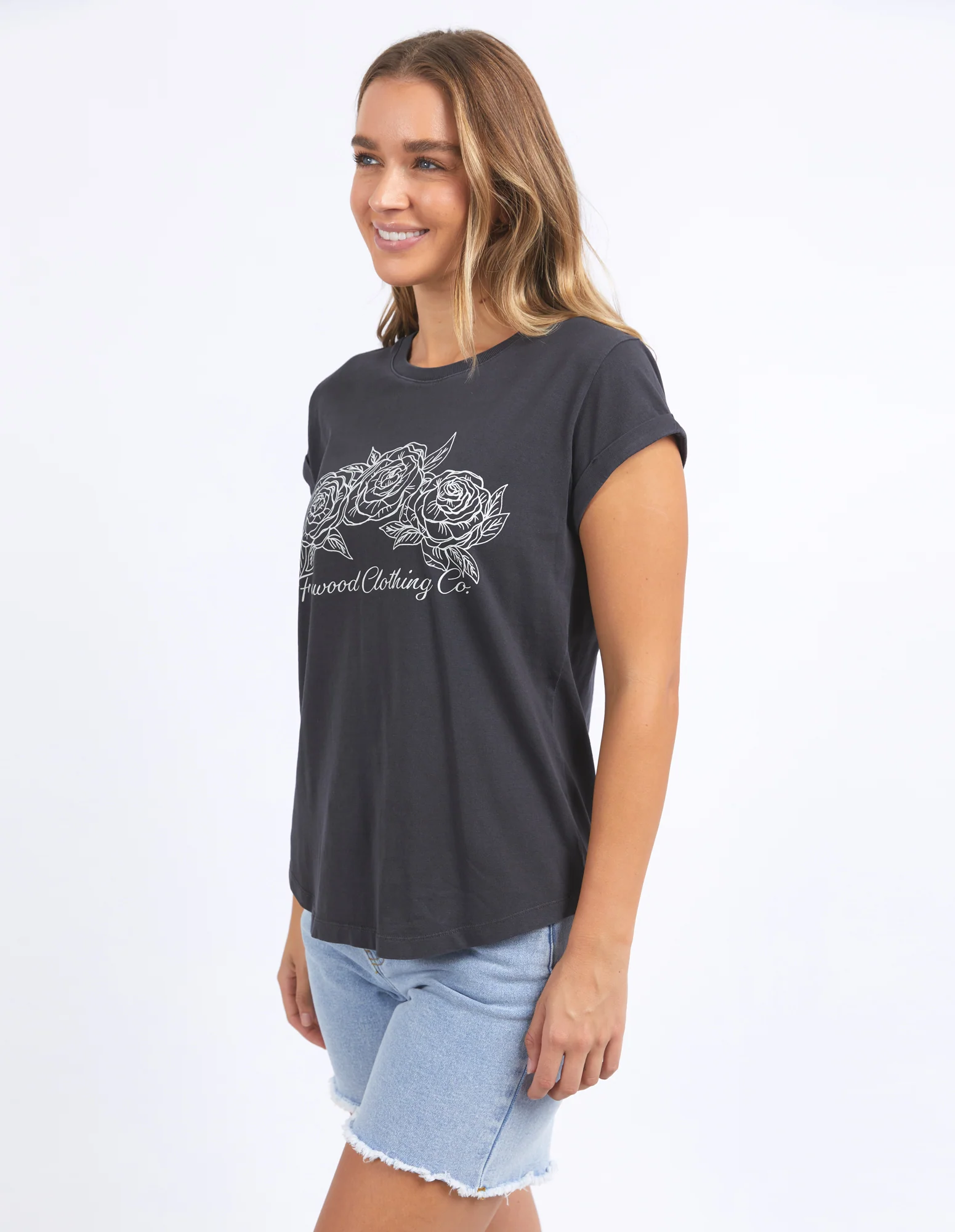 Foxwood Eva Rose Tee Washed Black - Image 4