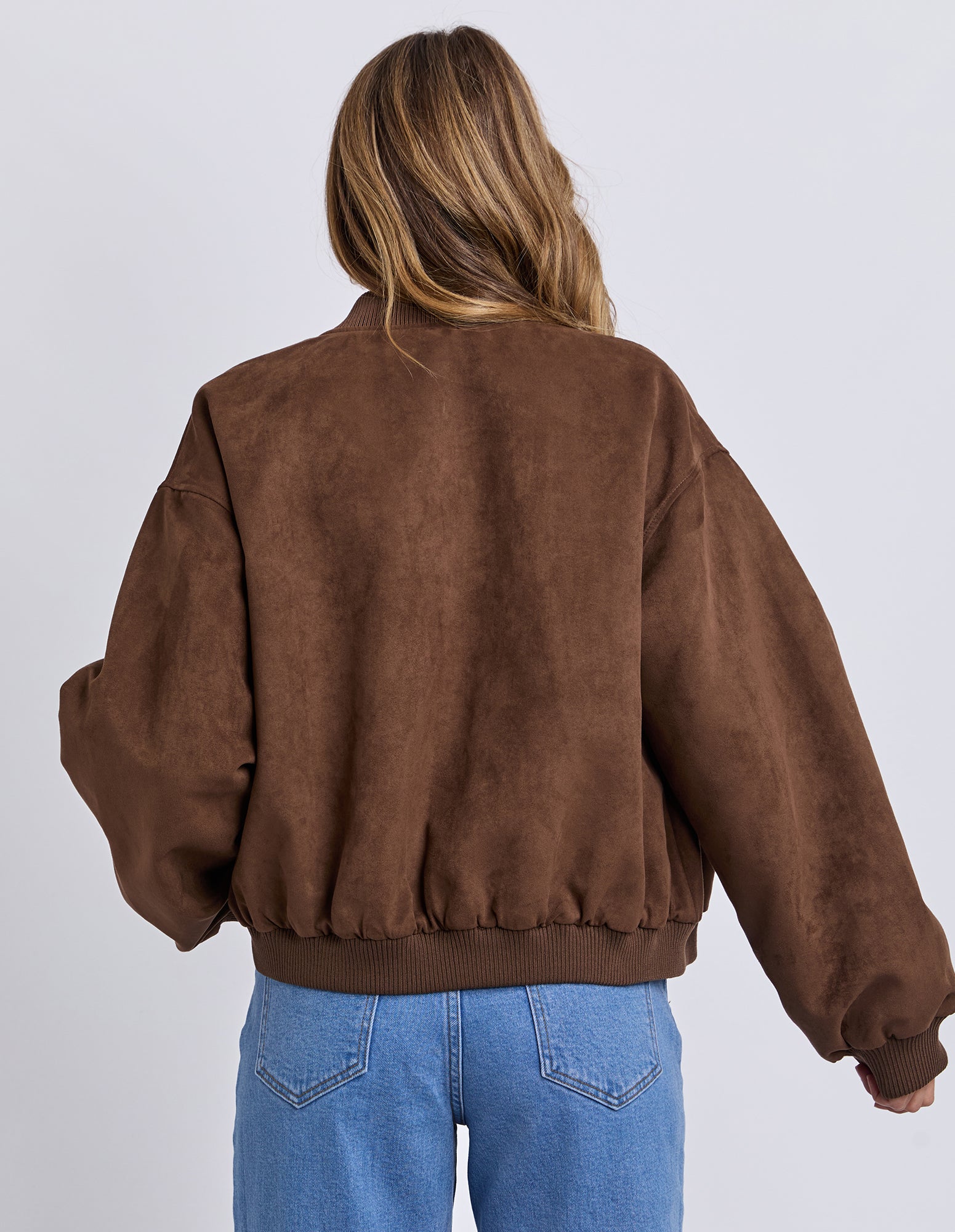 Foxwood Evie Suede Bomber Jacket Chocolate - Image 7
