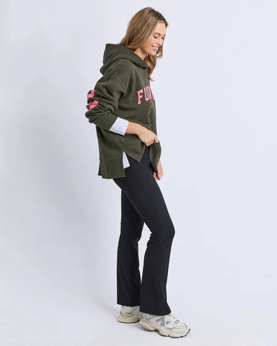 Foxwood Interval Hoodie Dark Khaki With Coral - Image 4
