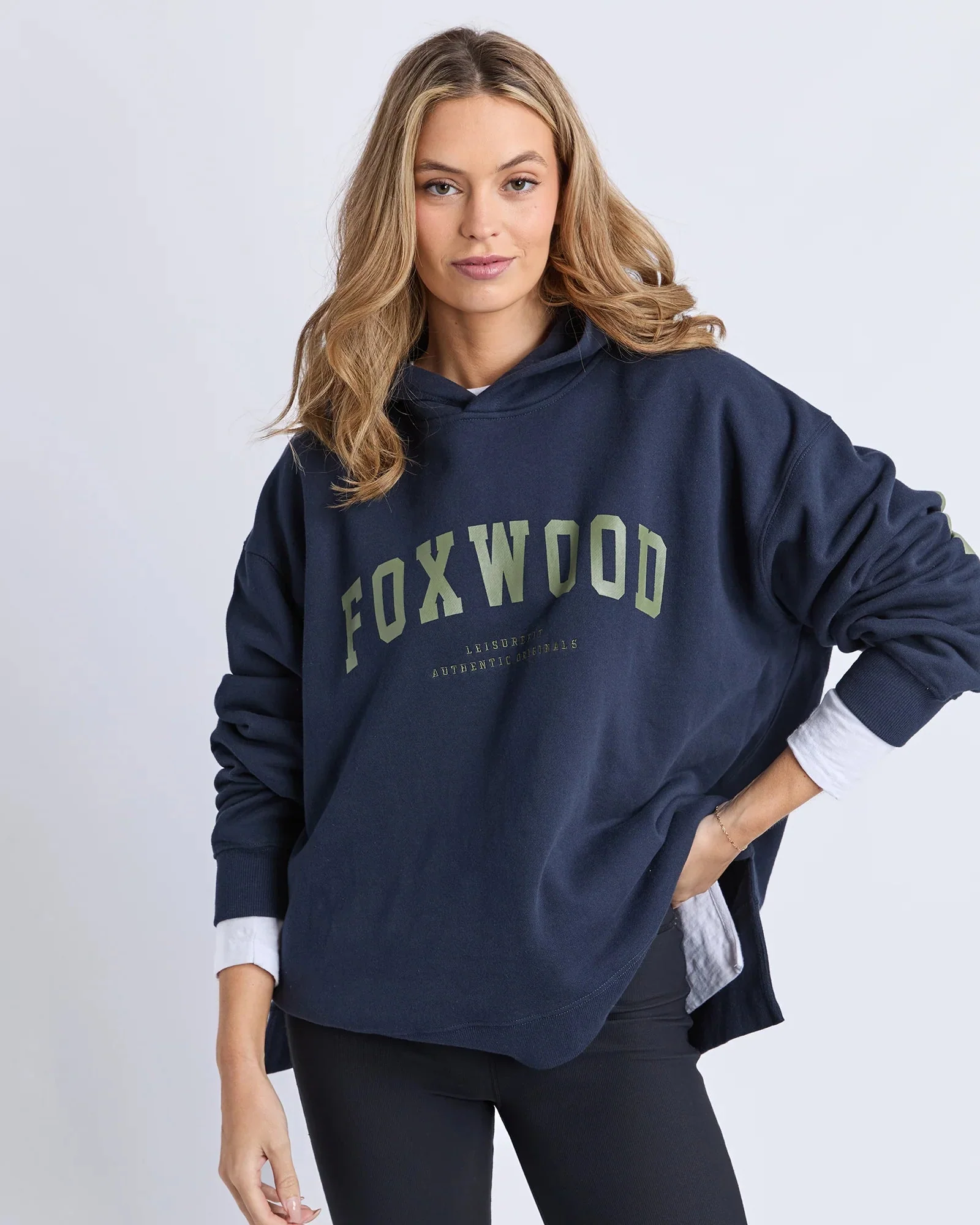 Foxwood Interval Hoodie Navy With Khaki