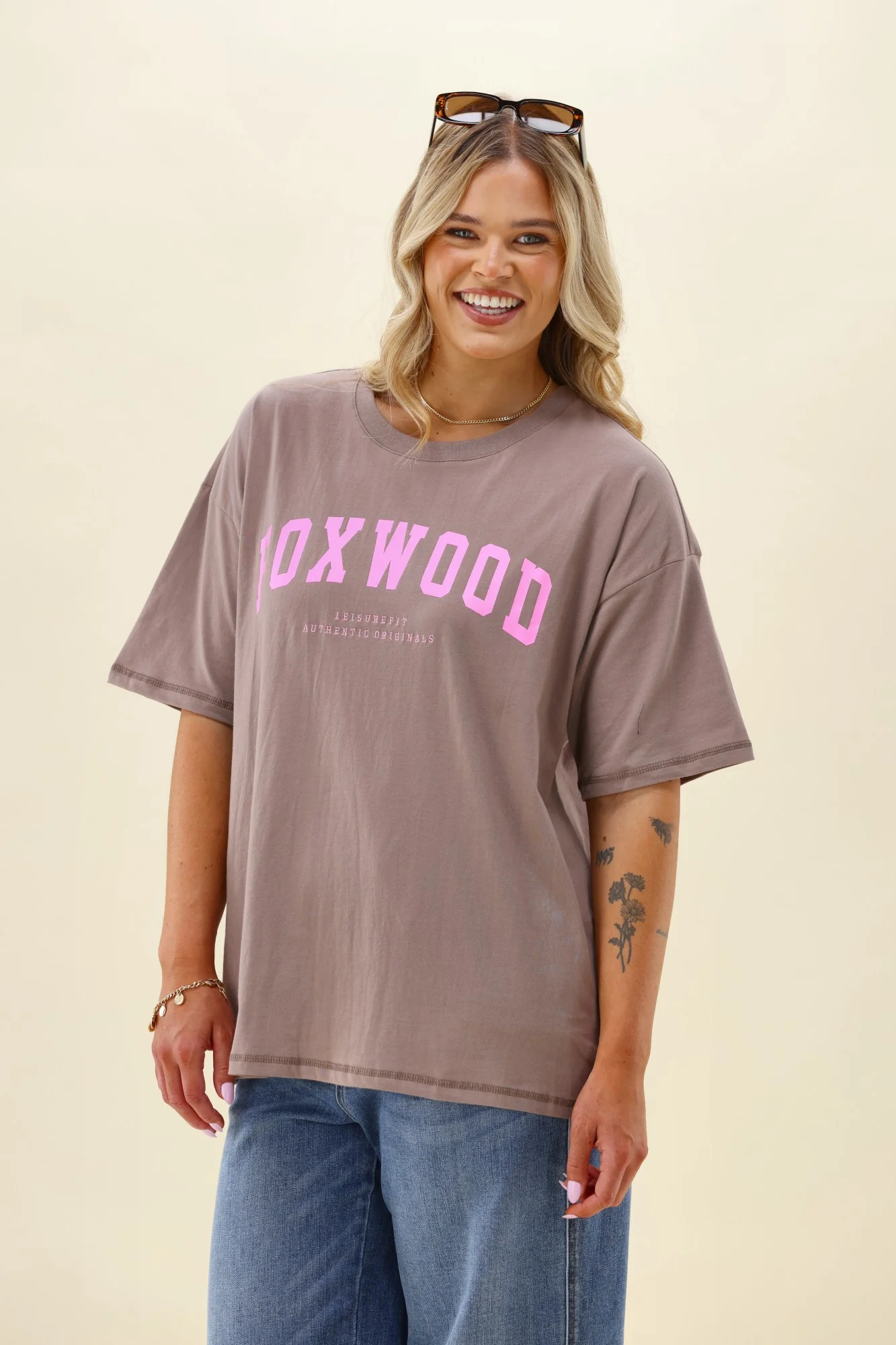 Foxwood Interval Tee Brown With Bright Pink - Image 4
