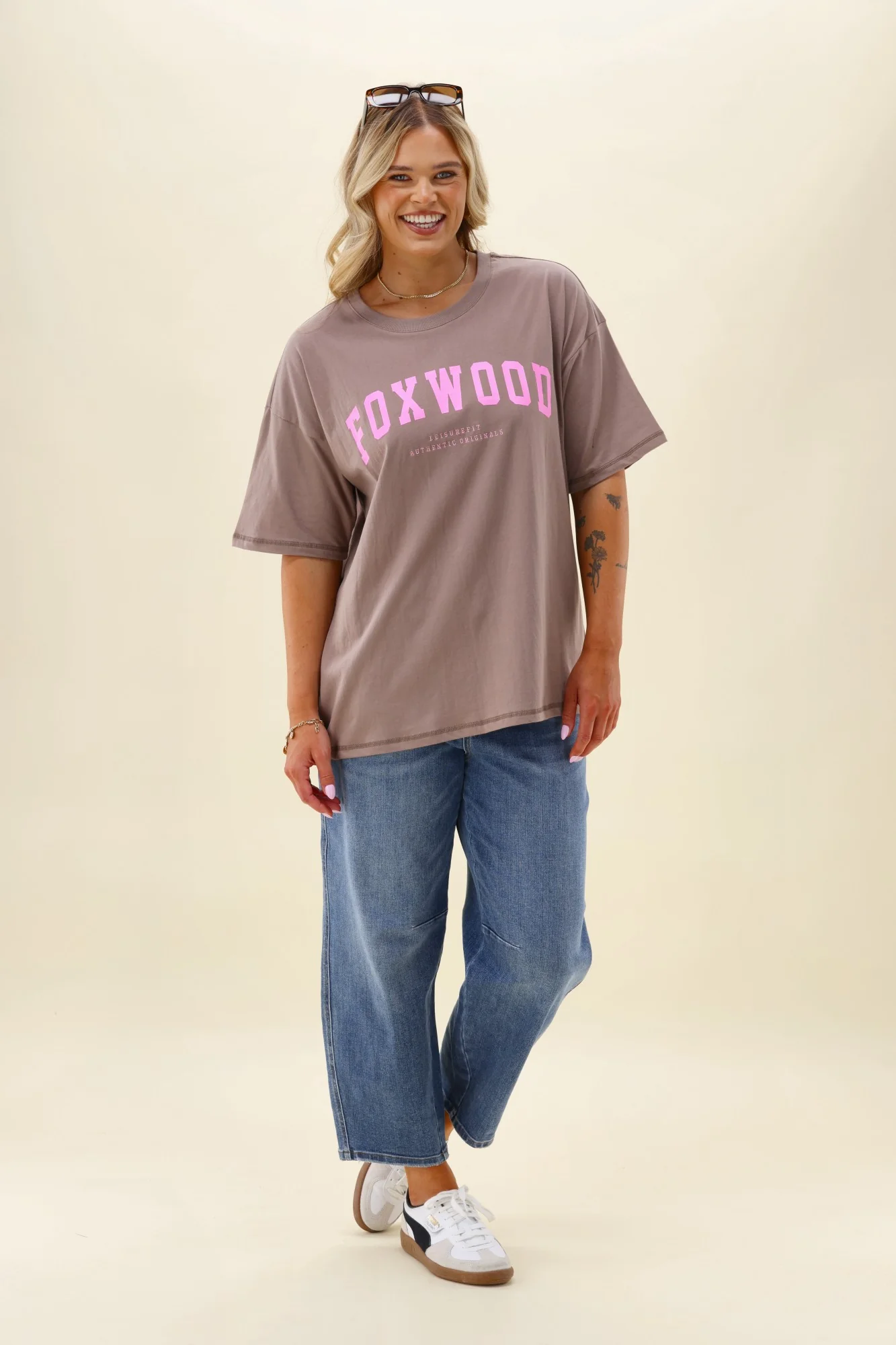 Foxwood Interval Tee Brown With Bright Pink - Image 6
