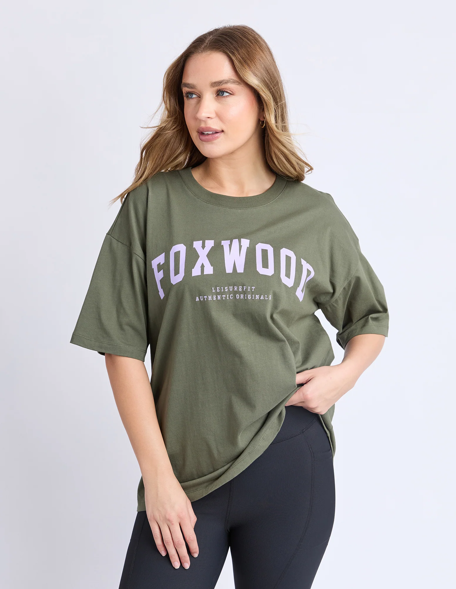 Foxwood Interval Tee Khaki Lilac - Image 3
