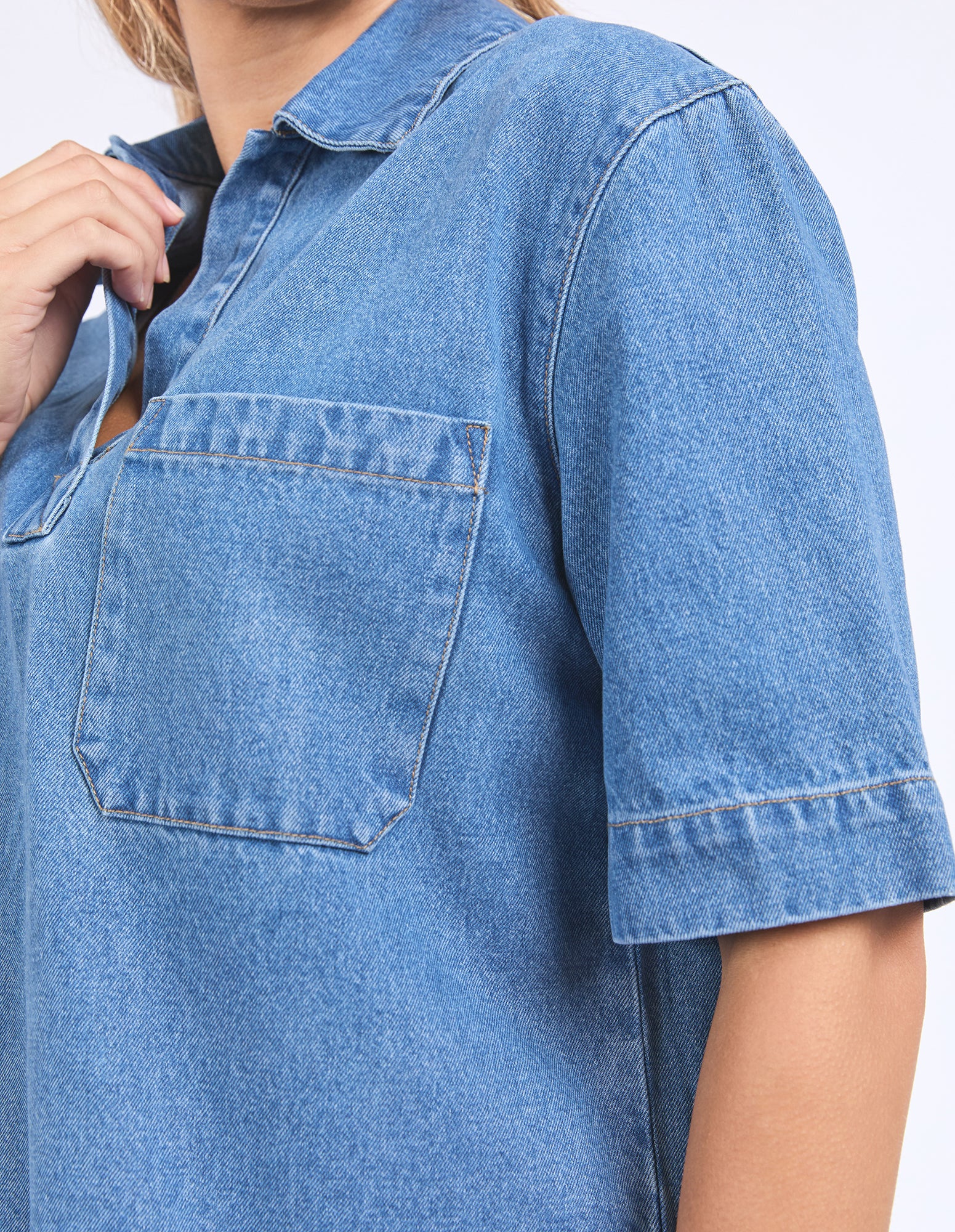 Foxwood Monte Shirt Mid Blue - Image 5