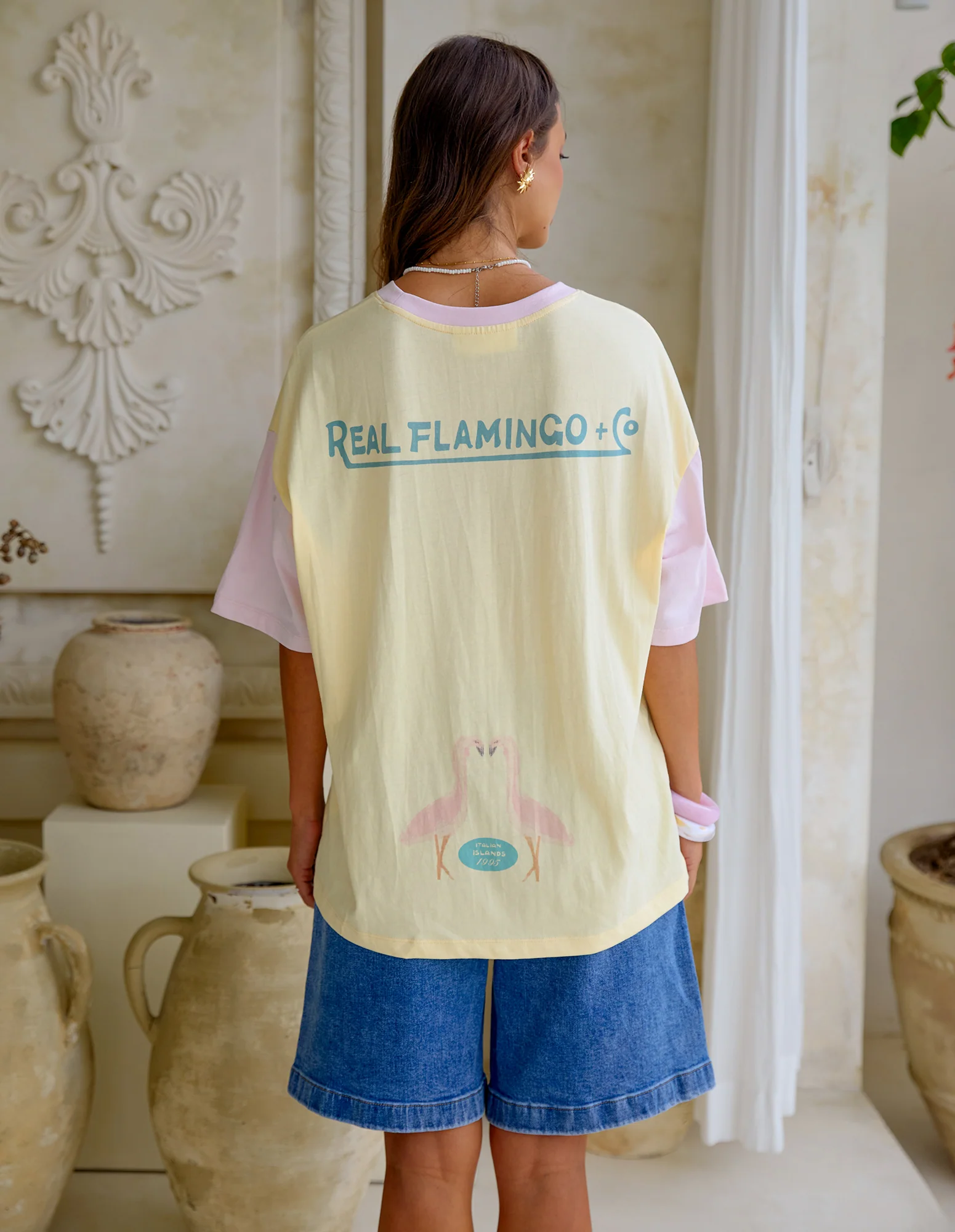 Foxwood Real Flamingo Tee Lemon & Pink - Image 3