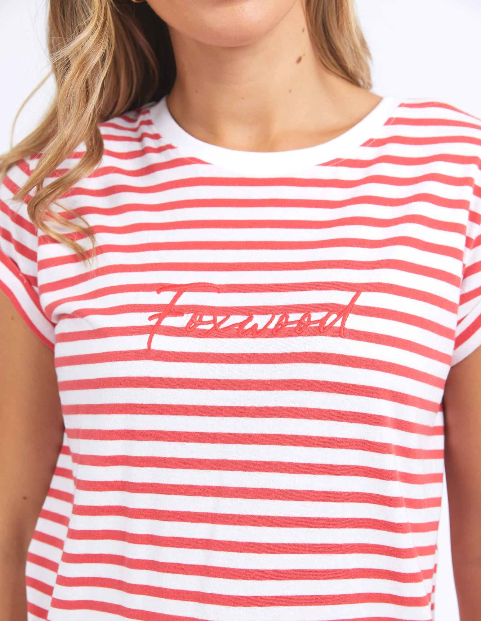 Foxwood Signature Stripe Tee Cayenne & White Stripe - Image 4