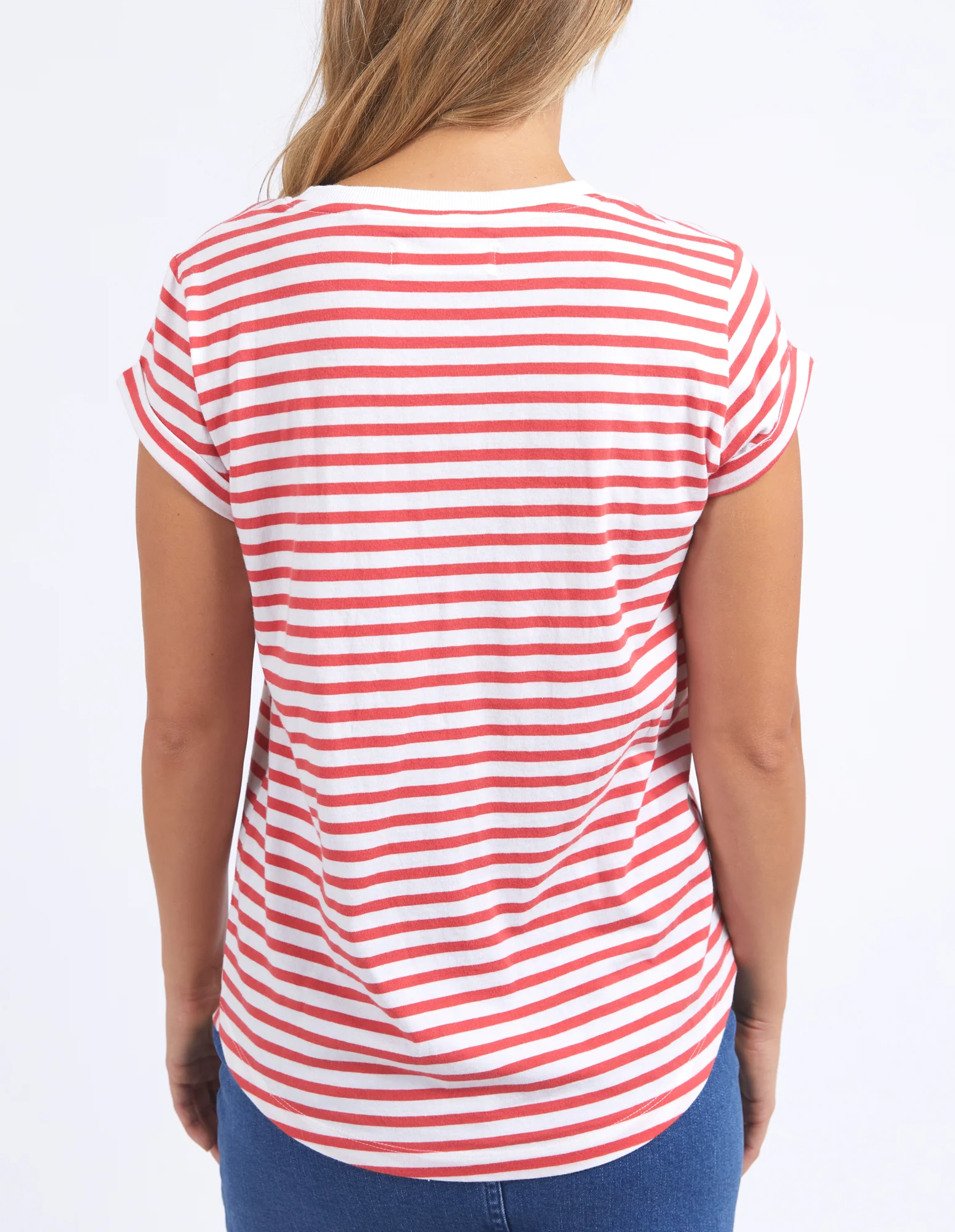 Foxwood Signature Stripe Tee Cayenne & White Stripe - Image 8