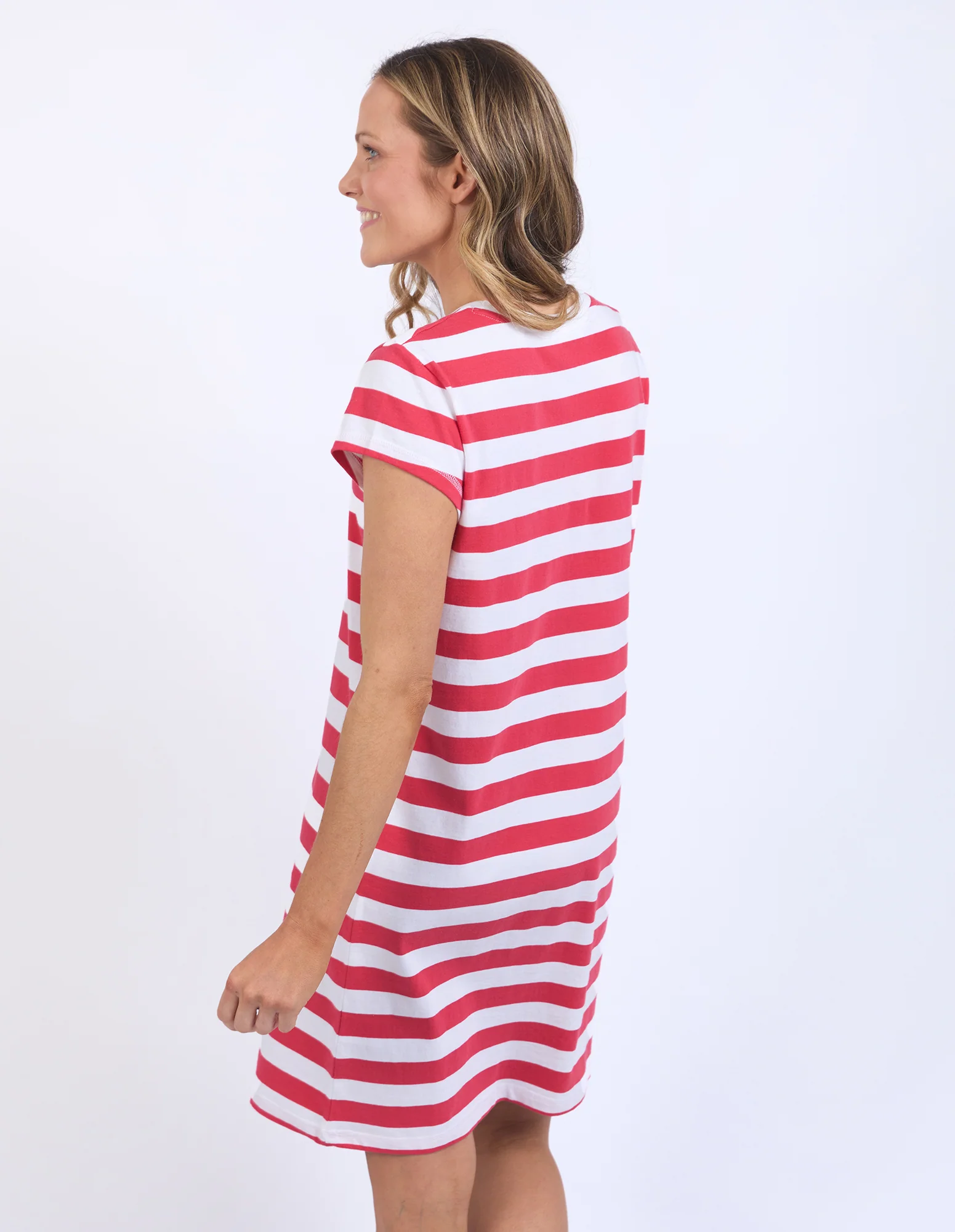 Foxwood Signature Stripe Tee Dress Cayenne & White Stripe - Image 6